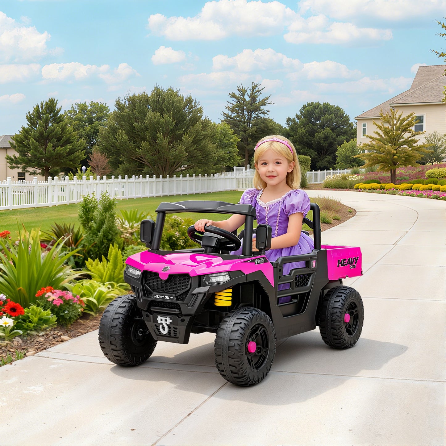 Kids Ride on Car, 12V Electric Kids UTV with Electric Dump Bed