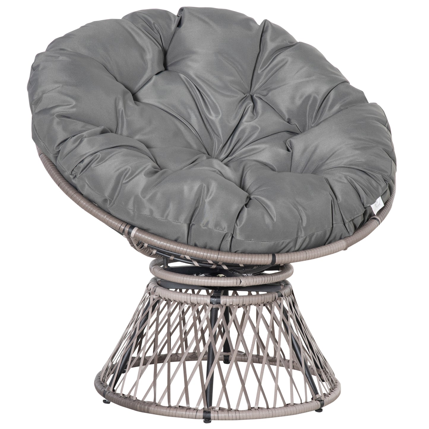 360° Swivel Rattan Papasan Moon Bowl Chair Round Lounge Garden