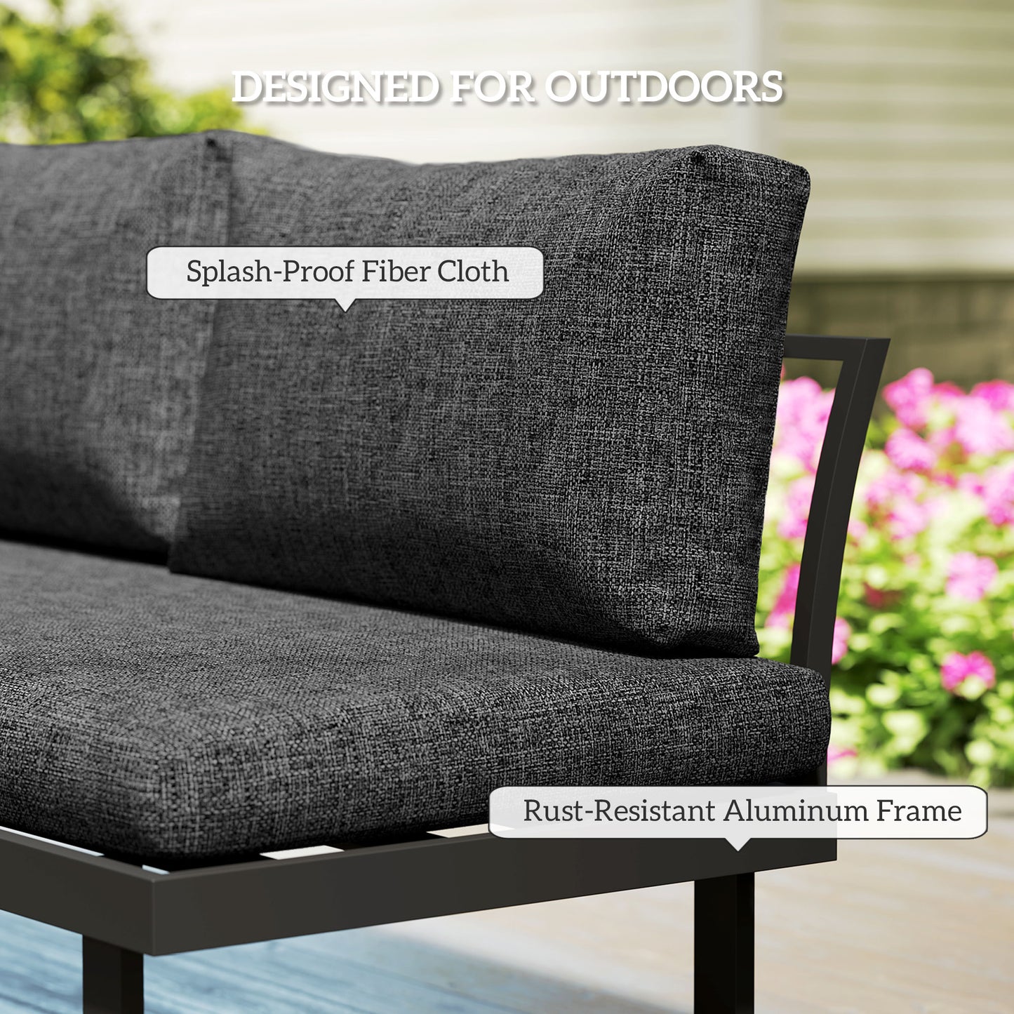 4 Seater L Shaped Aluminium Sectional Garden Furniture Set
