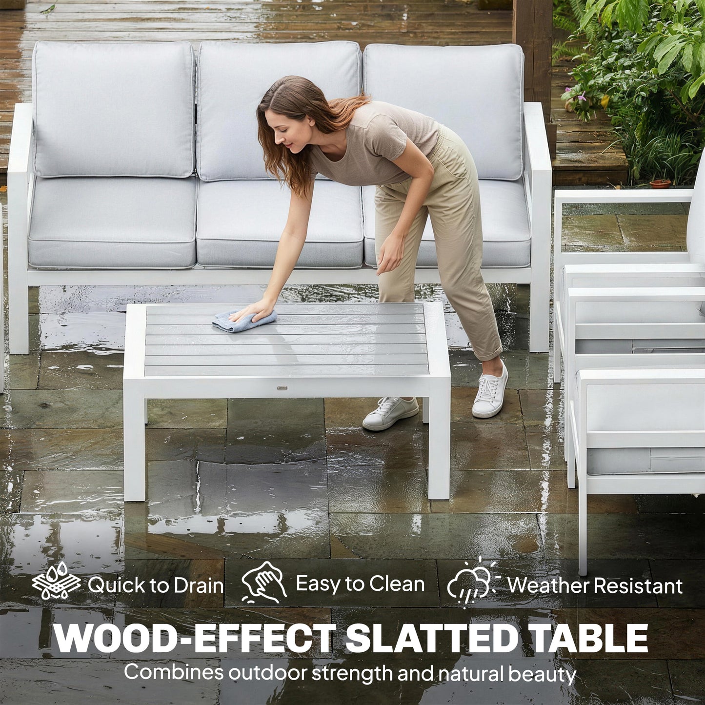 5 Pieces Aluminium Garden Furniture Set with Olefin Cushions