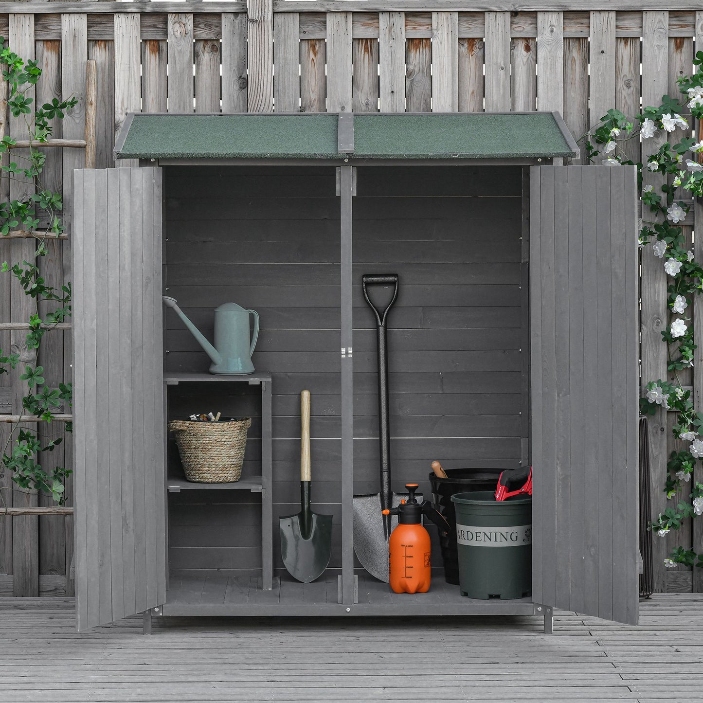 139 x 75 Fir Wood Garden Shed, with Asphalt Roof