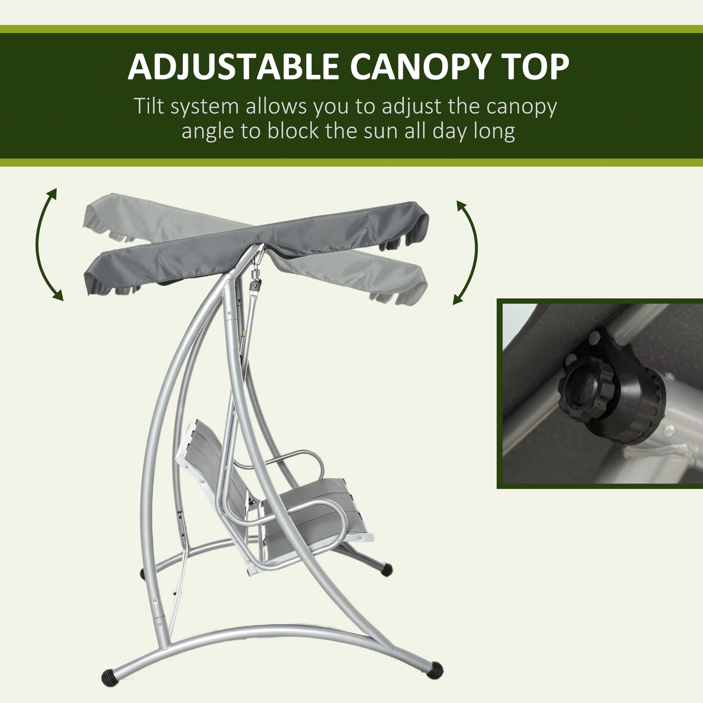Three Person Steel Outdoor Porch Swing Chair Bench w/ Canopy Cover