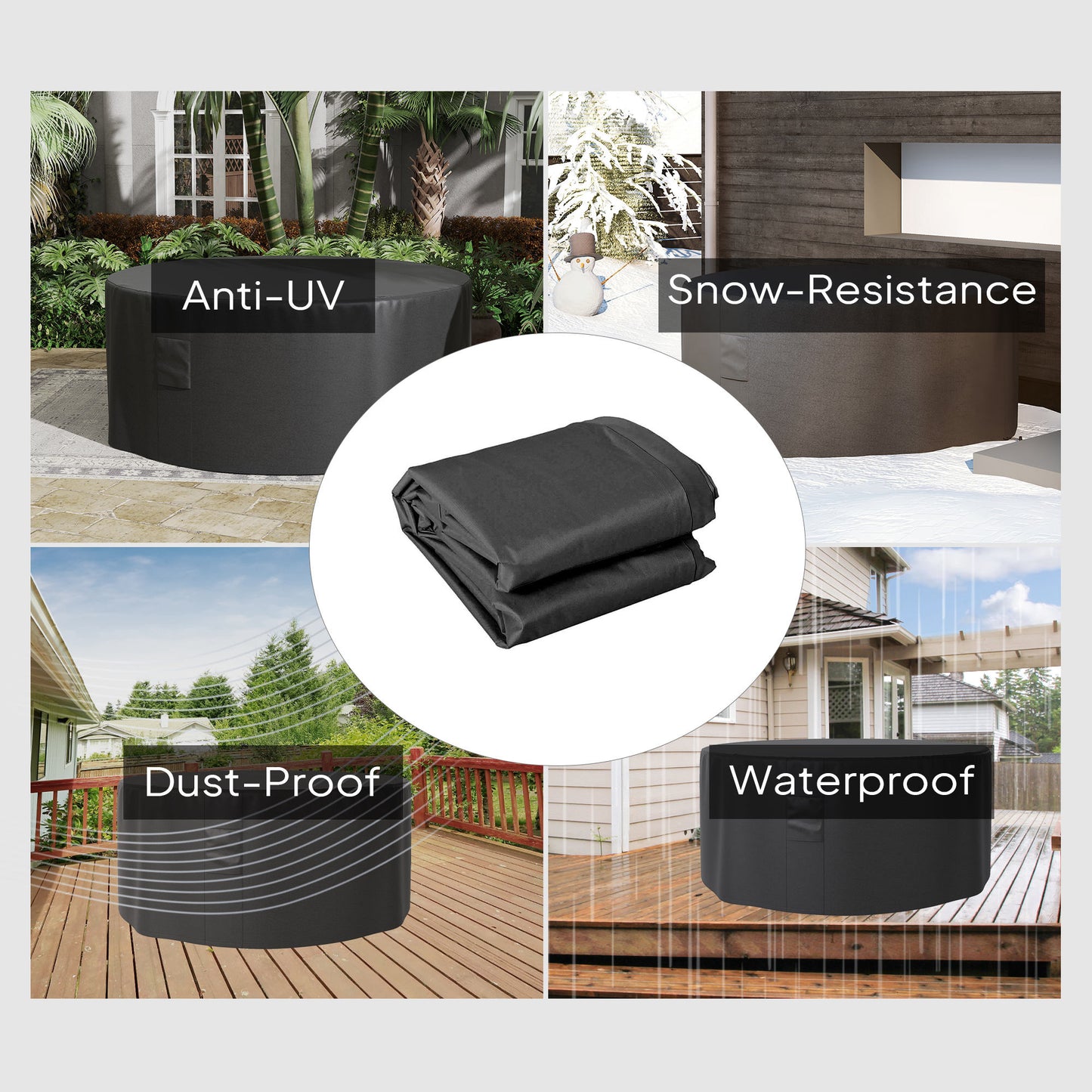 Garden Patio Large Furniture Set Round Cover 600D Oxford Waterproof