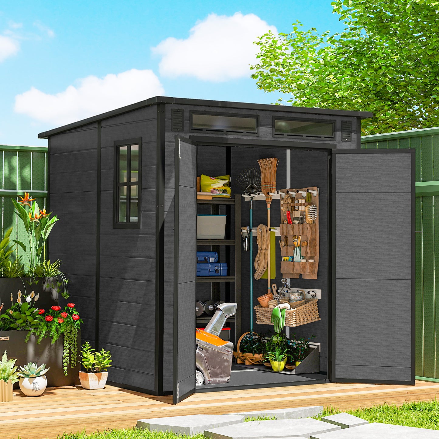 6 x 6 ft Plastic Garden Shed