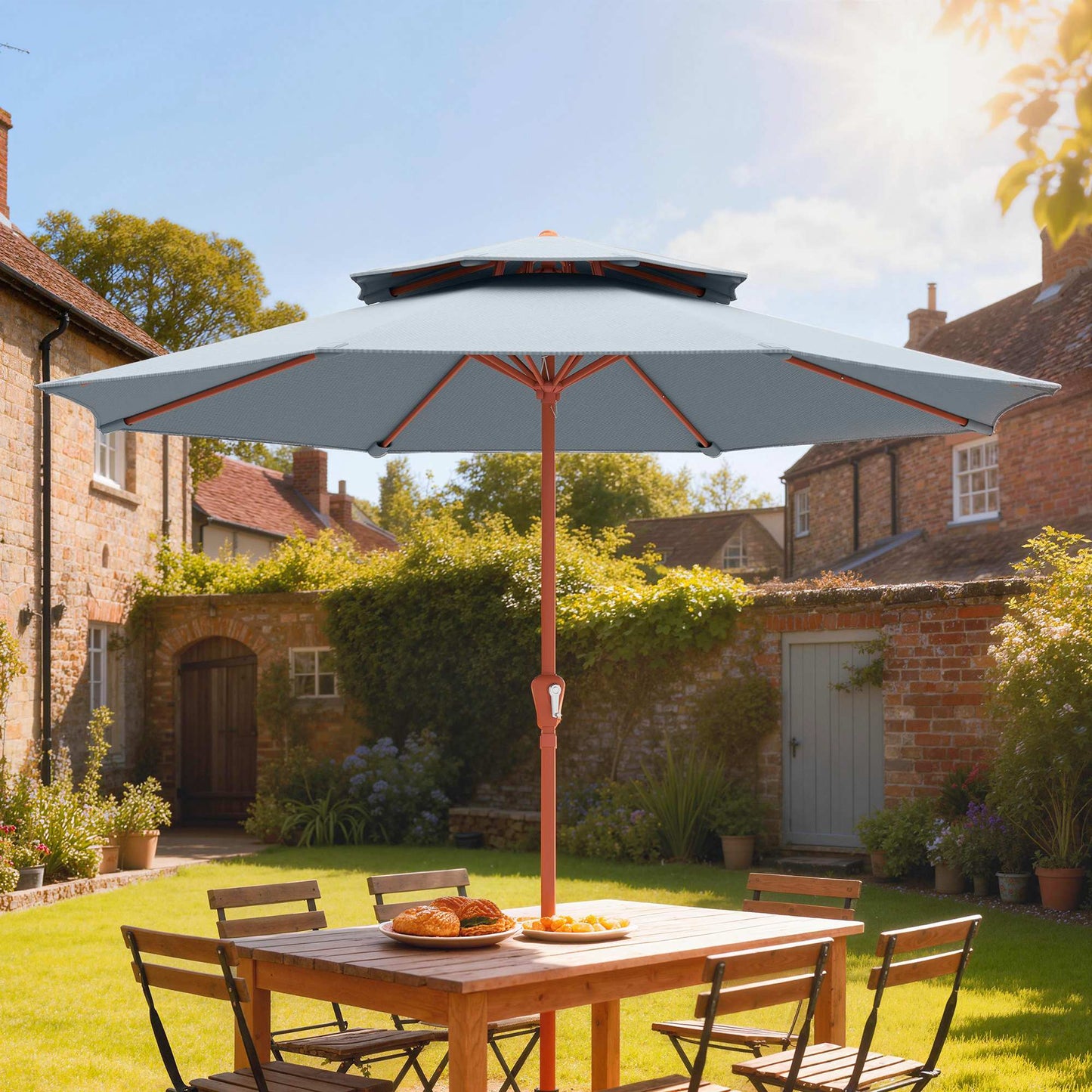 2.7 m Garden Parasol with Double Top Outdoor Market Table Umbrella