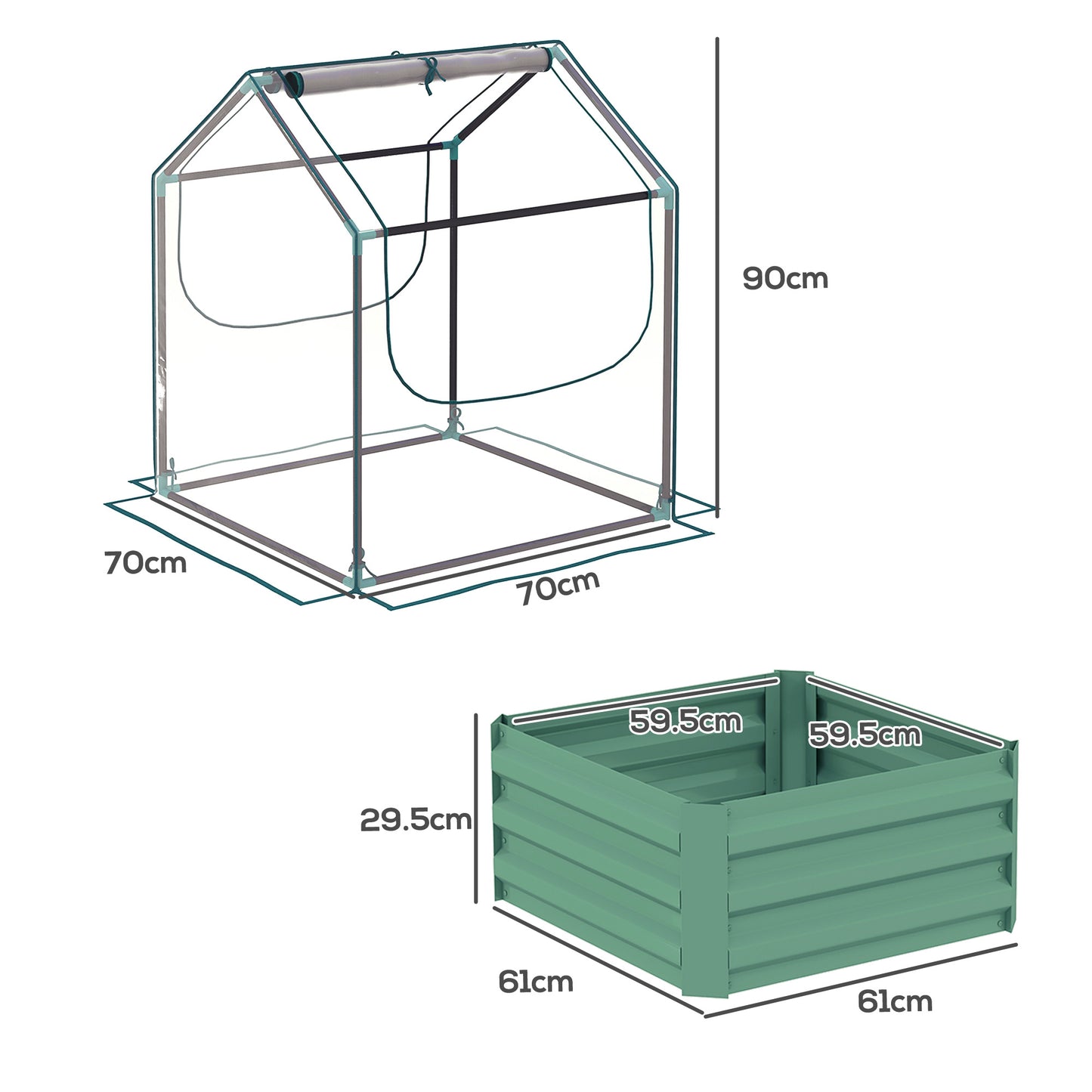 61 x 61cm Garden Planter Bed, with Cover