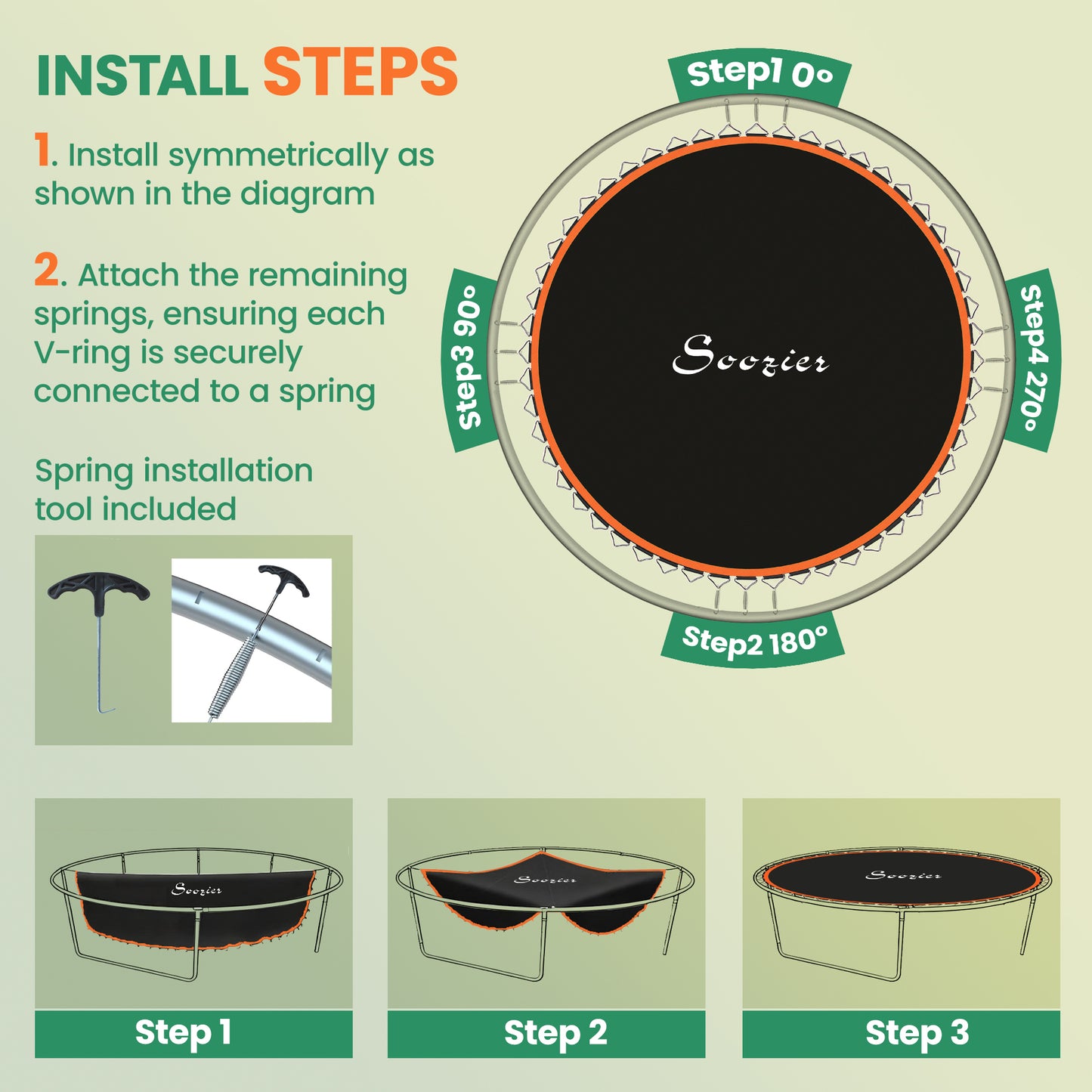 Replacement Trampoline Mat with Spring Pull Tool, 72 V-Hooks