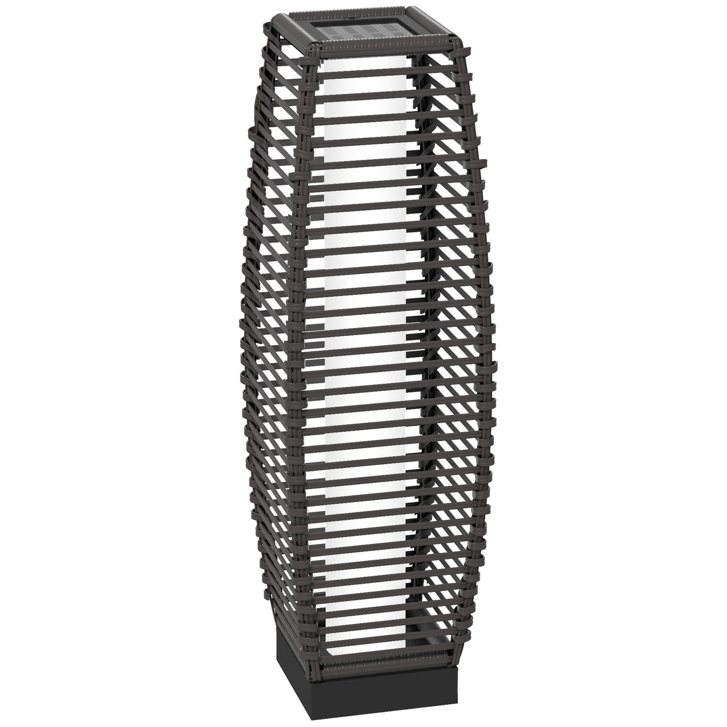 Rattan Solar Floor Lamp,  68cm Tall Outdoor Garden Lantern Pathway
