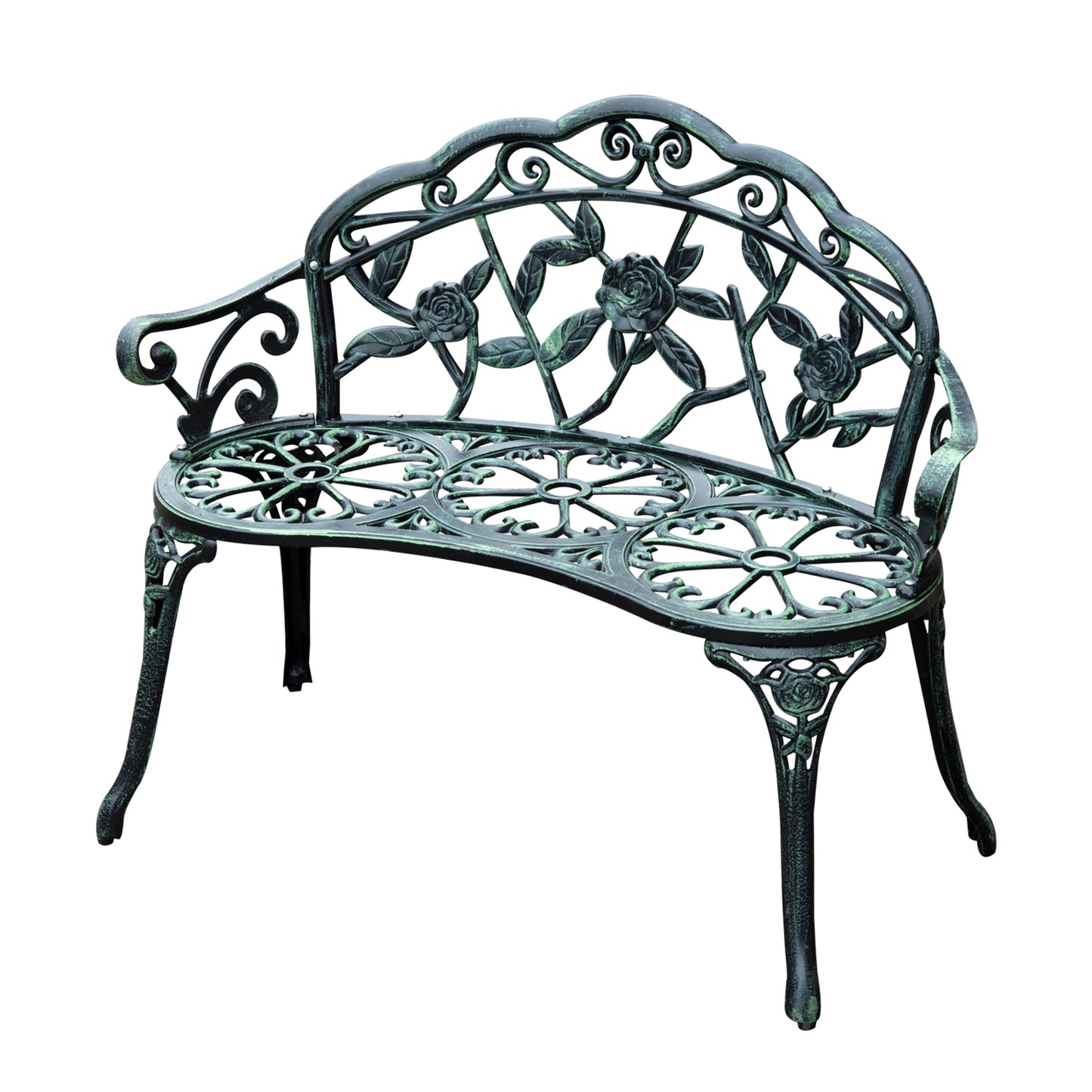 Cast Aluminum Garden Bench-Antique