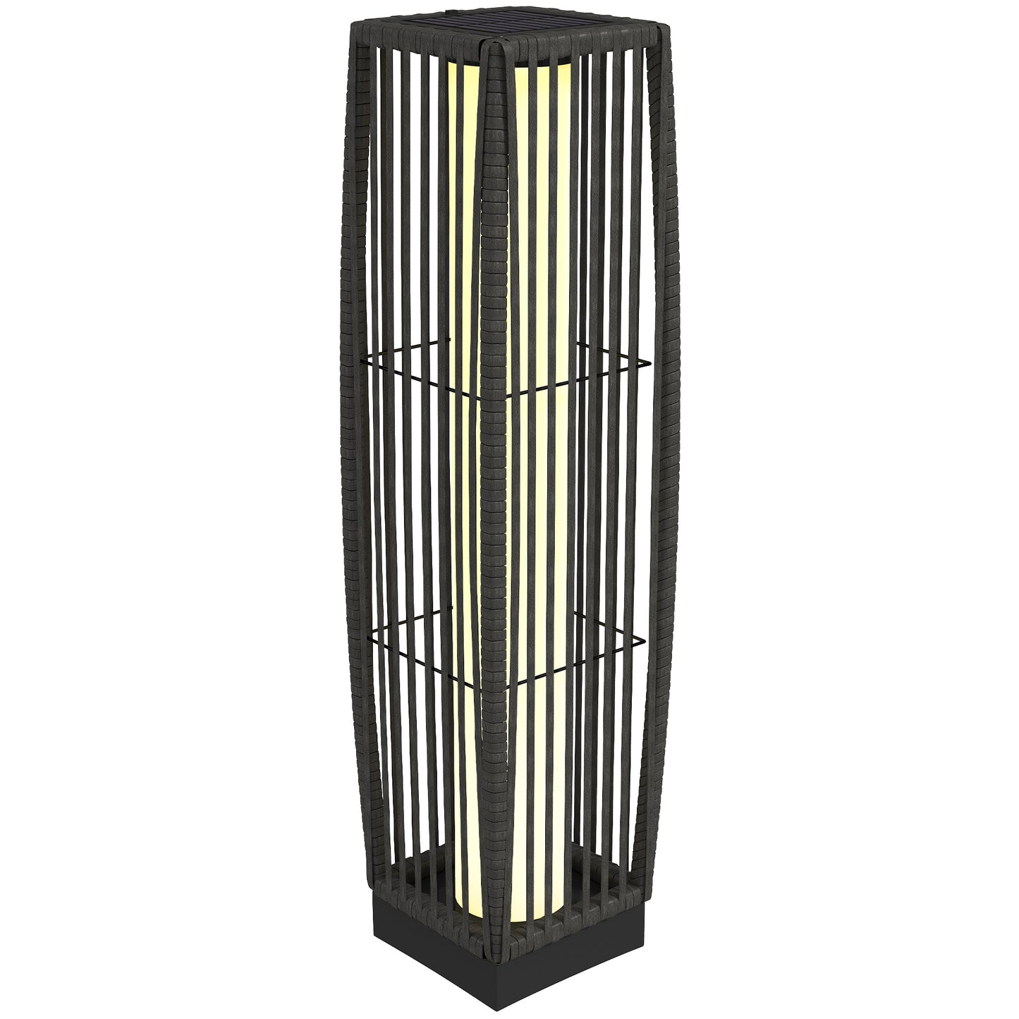 Solar Rattan Floor Lamp, Outdoor Garden Lantern