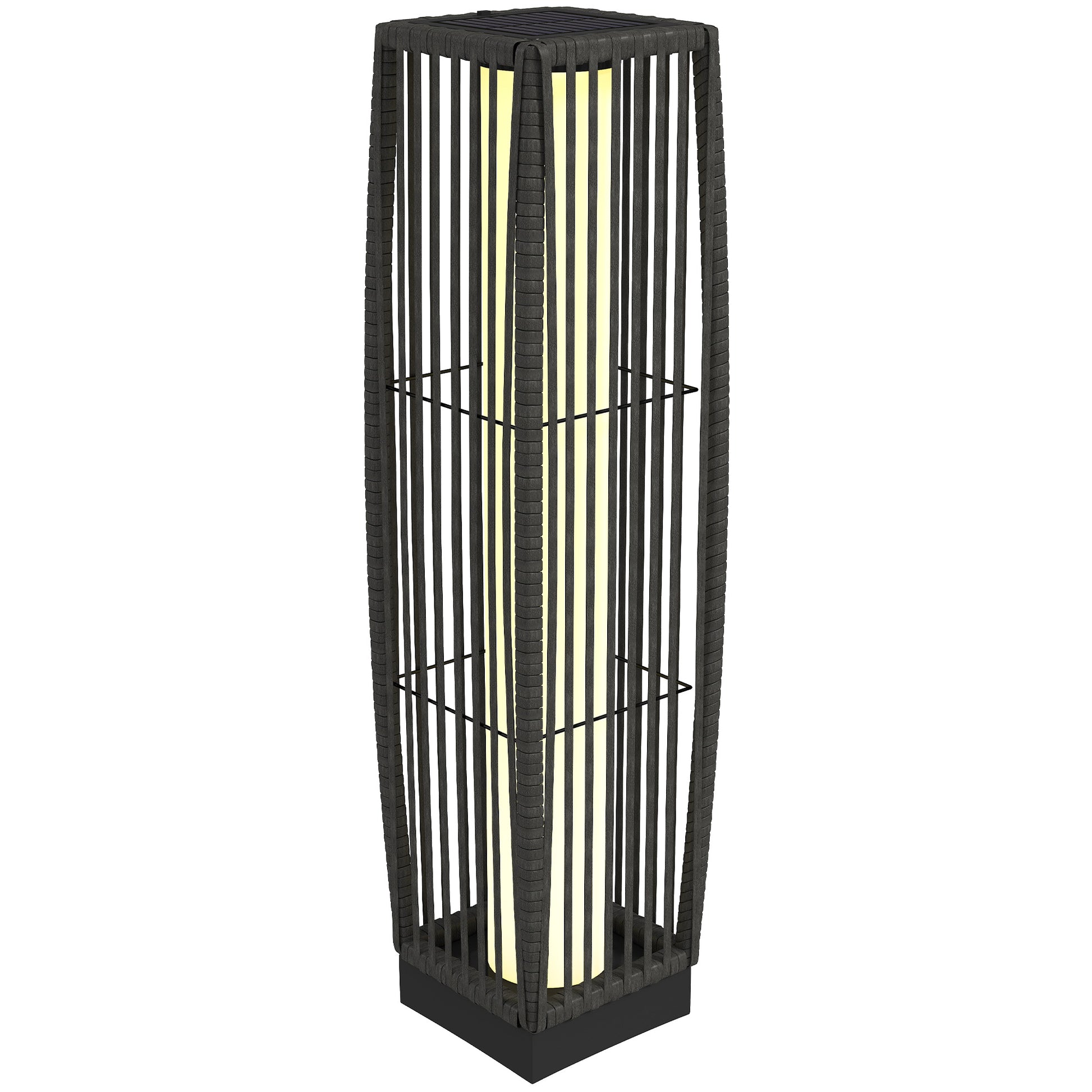 Solar Rattan Floor Lamp, Outdoor Garden Lantern