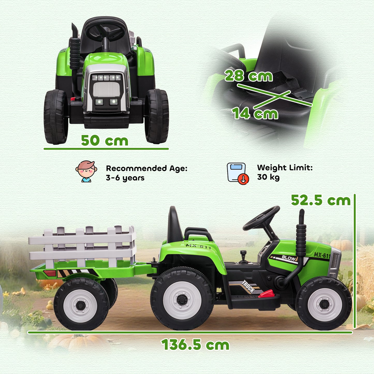 Ride On Tractor, Battery Powered Electric Car