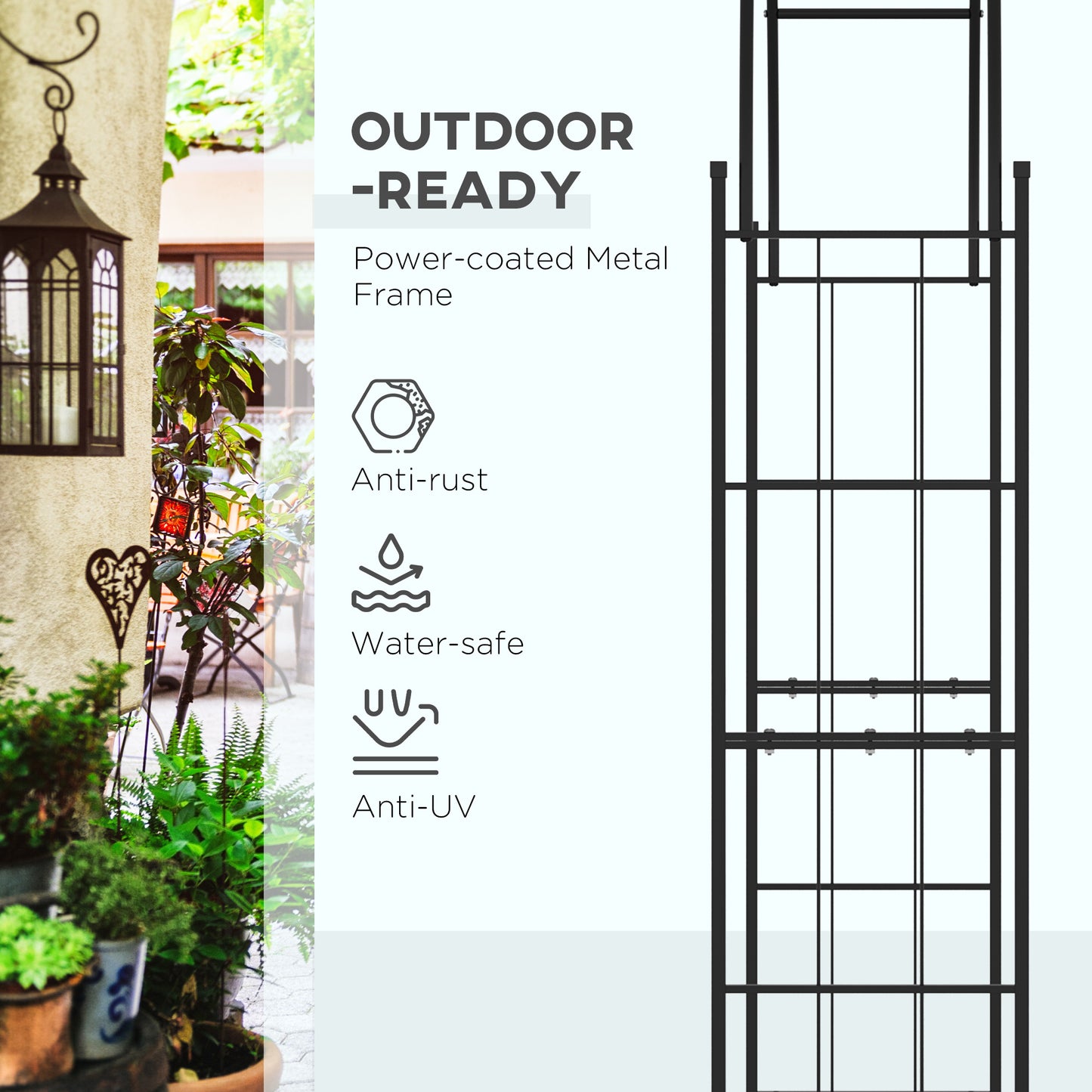 223cm Garden Arch Trellis, Outdoor Wedding Arbor for Ceremony