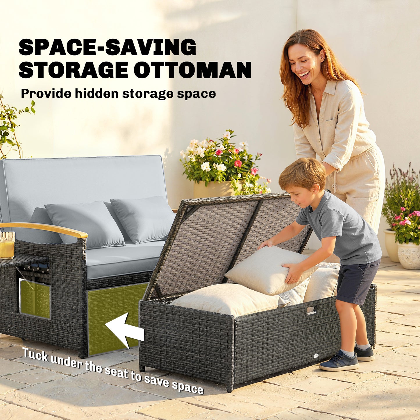 Double Garden Rattan Daybed