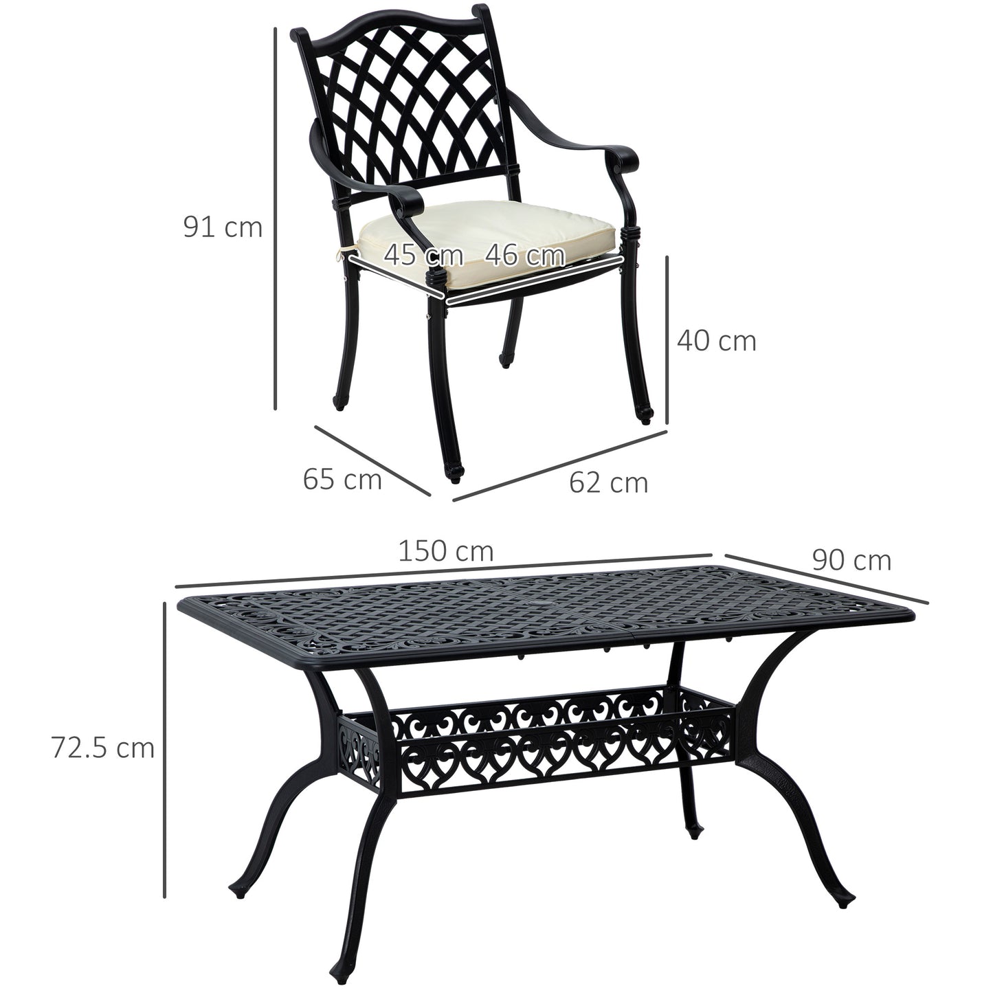 7 Pieces Aluminium Patio Dining Set with Umbrella Hole