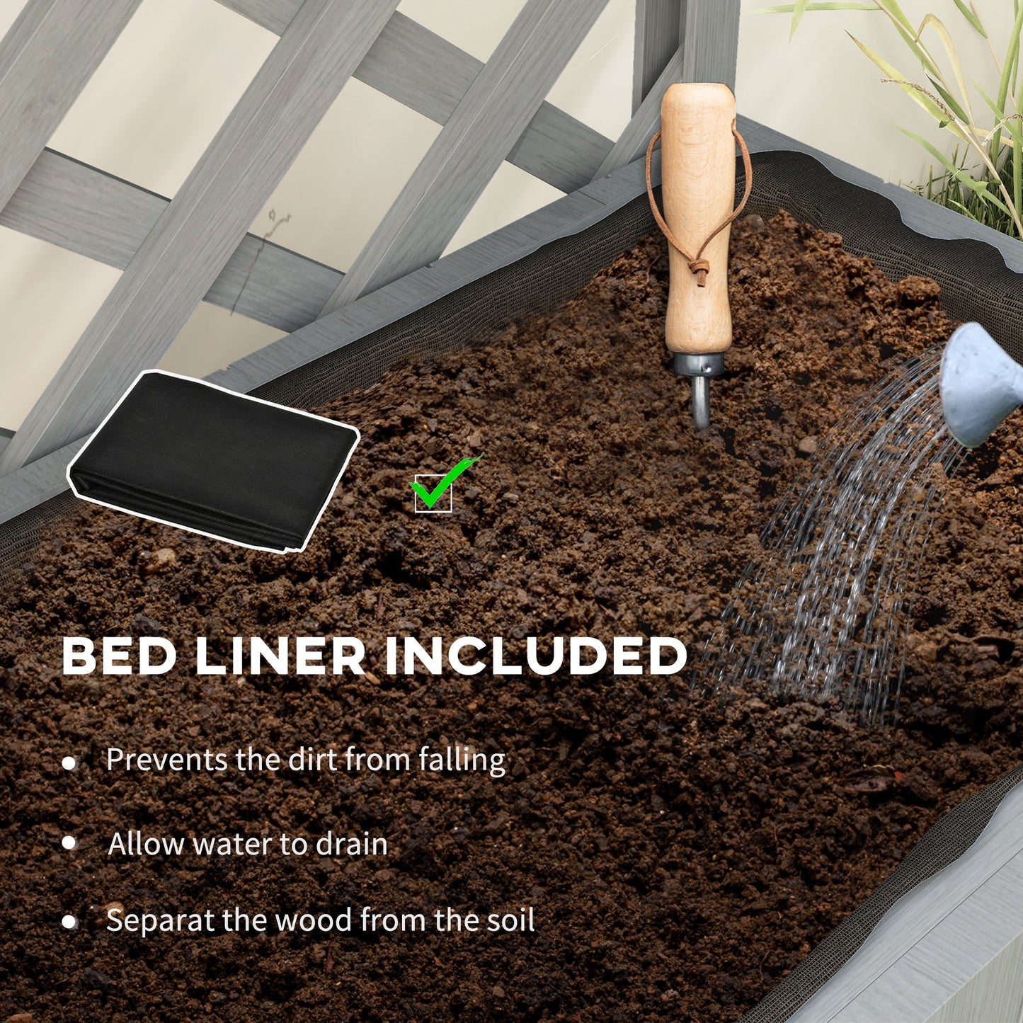 52L Wooden Planter, with Trellis and Shelves