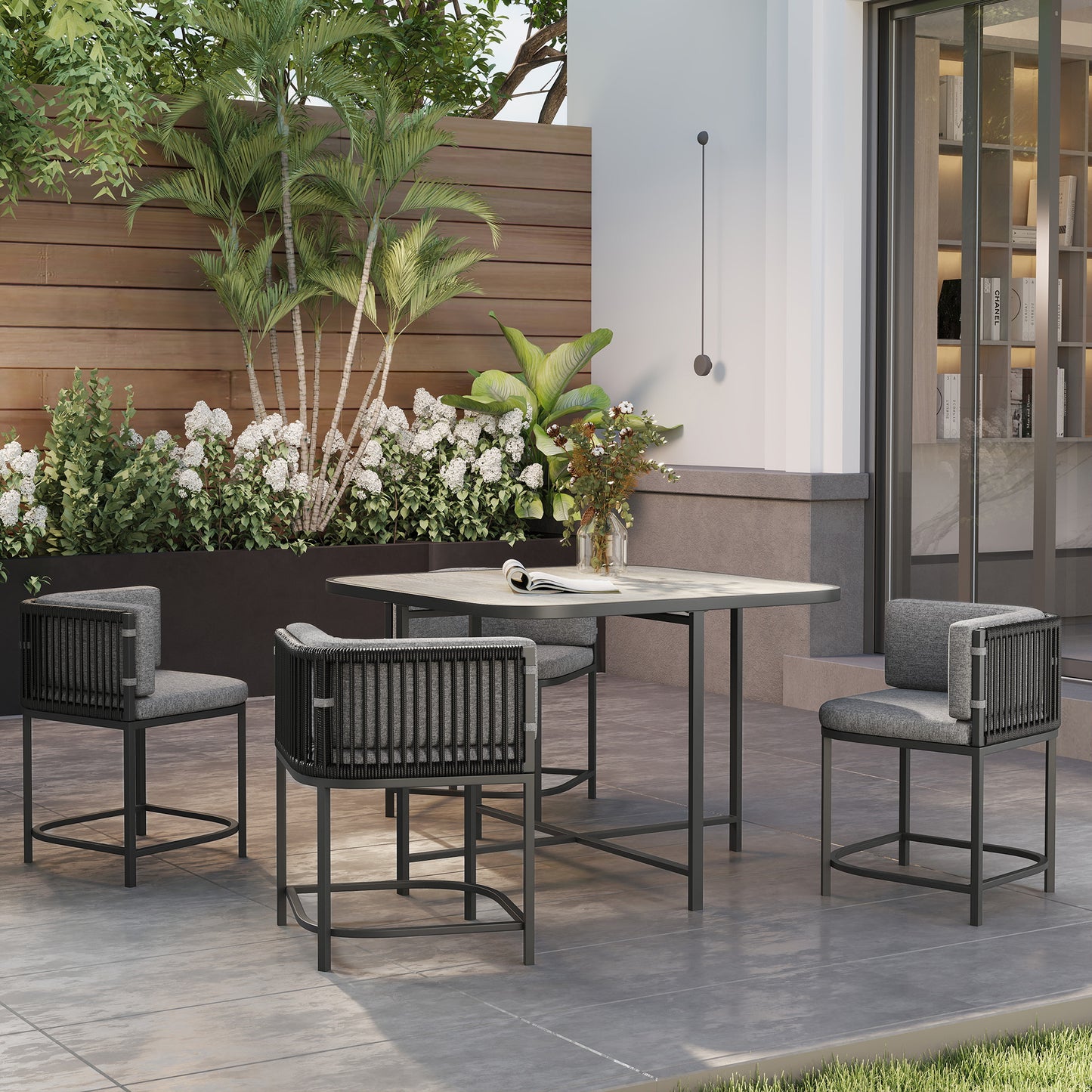 4-Seater Rattan Cube Garden Furniture Set with Cushions