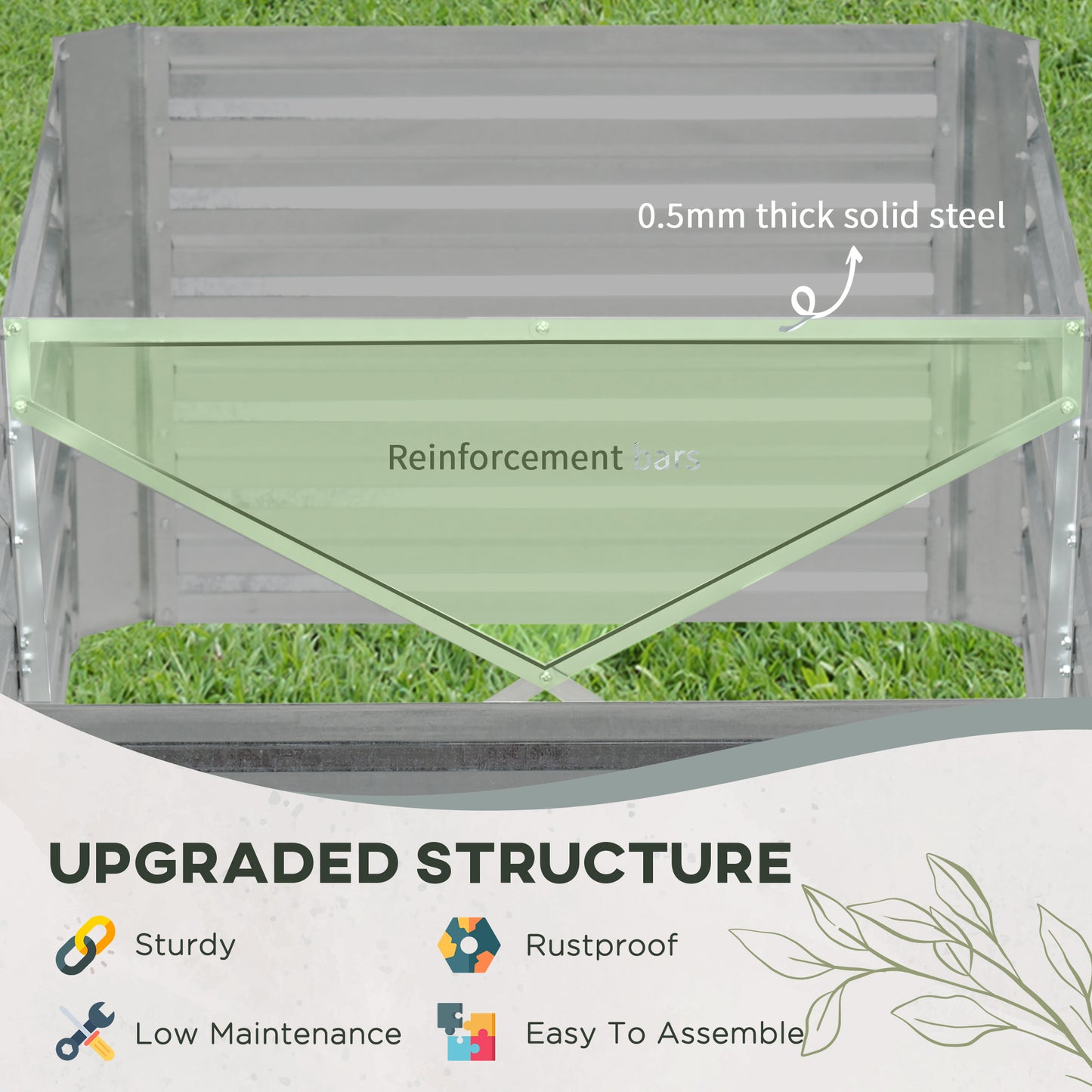 Raised Beds for Garden, Galvanised Steel Outdoor Planters
