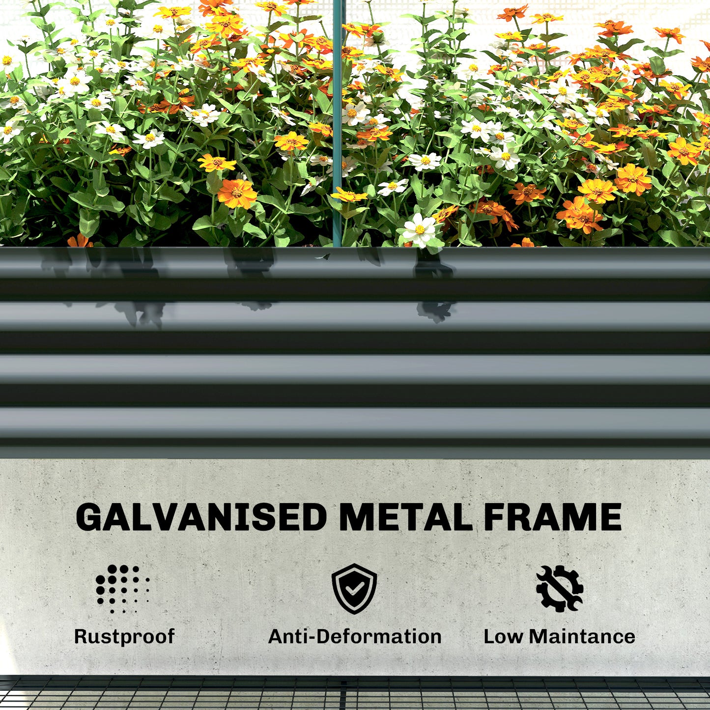 Galvanised Raised Planter with Greenhouse Cover