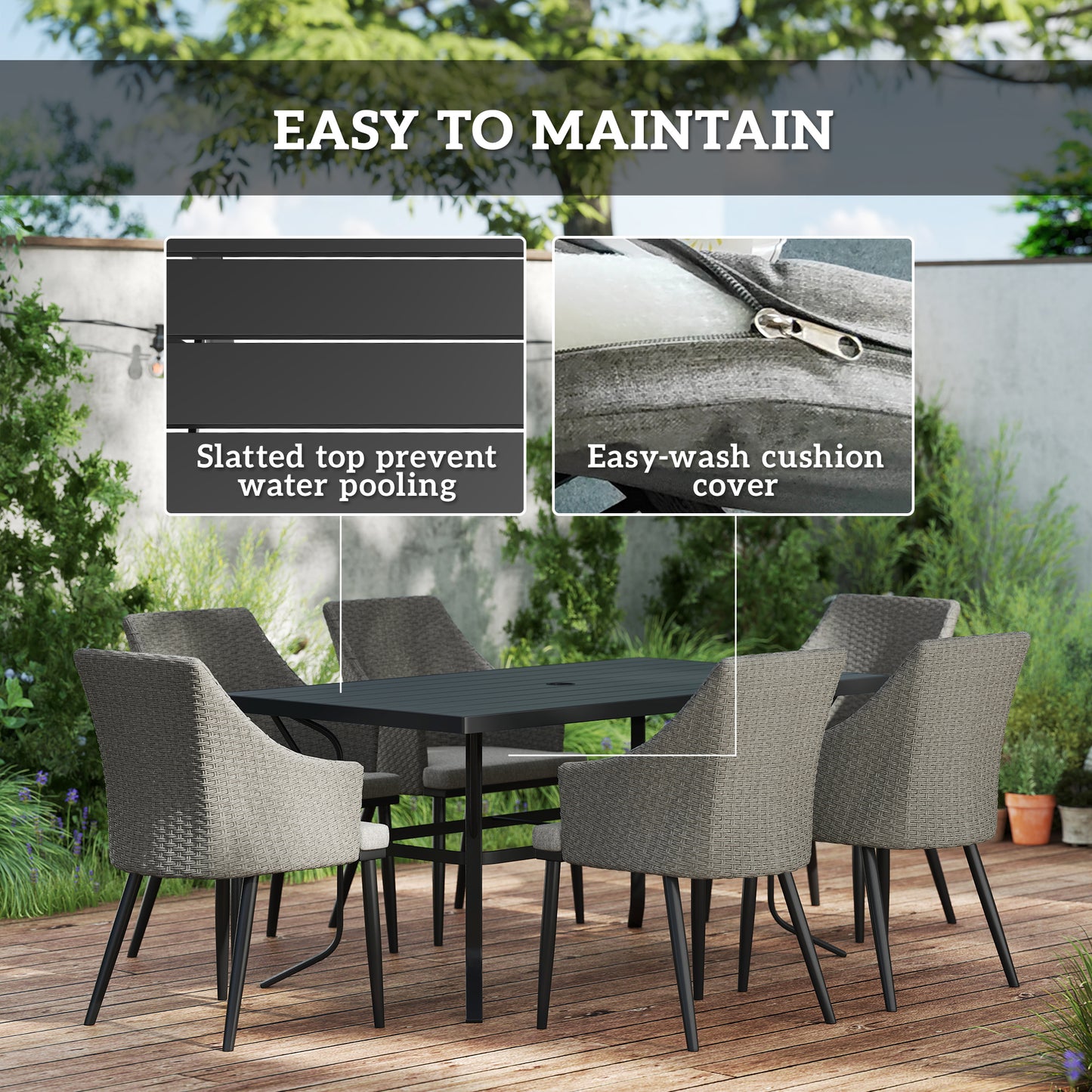 6 Seater Rattan Dining Set with Cushions (1)