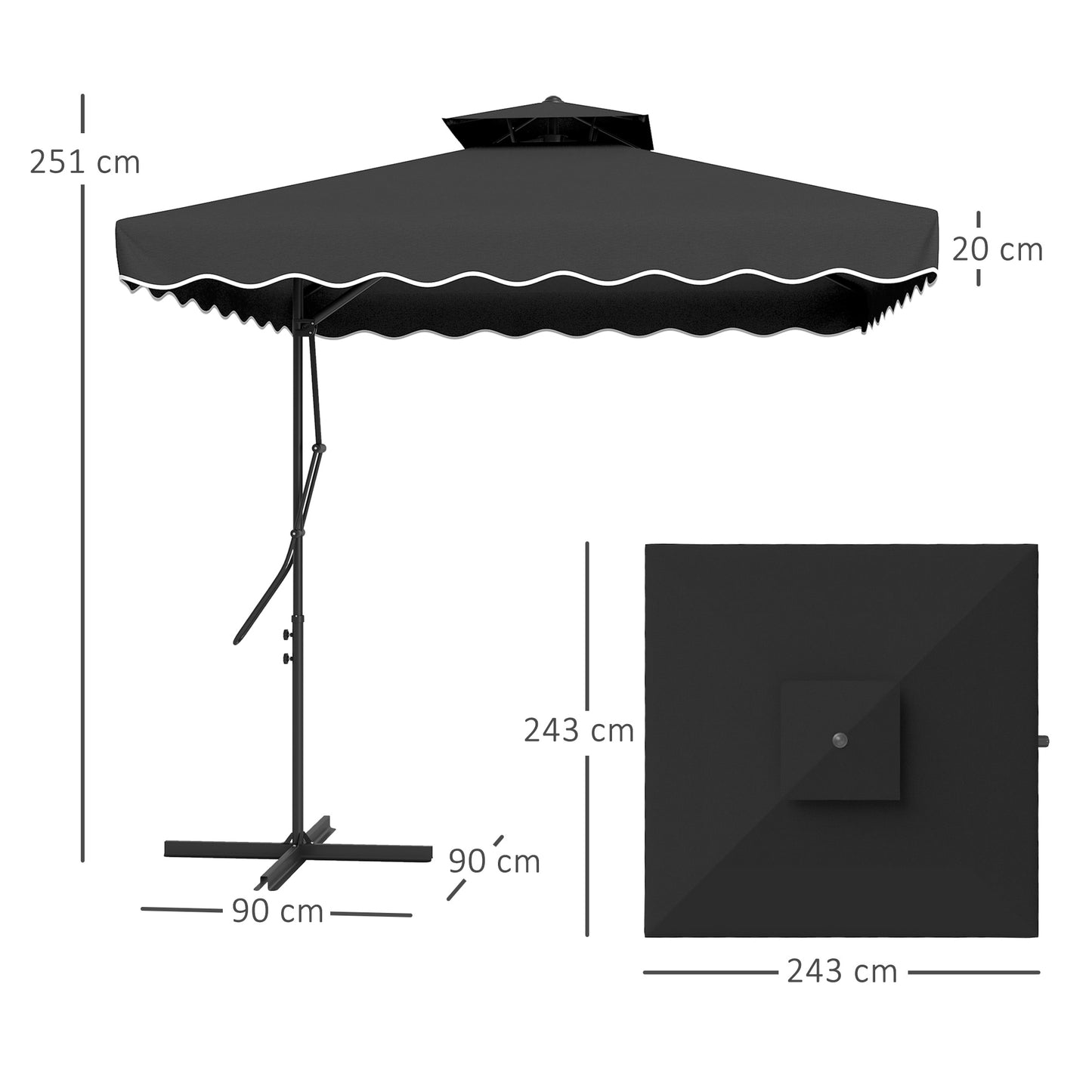 2.5m Cantilever Parasol with Easy Lever