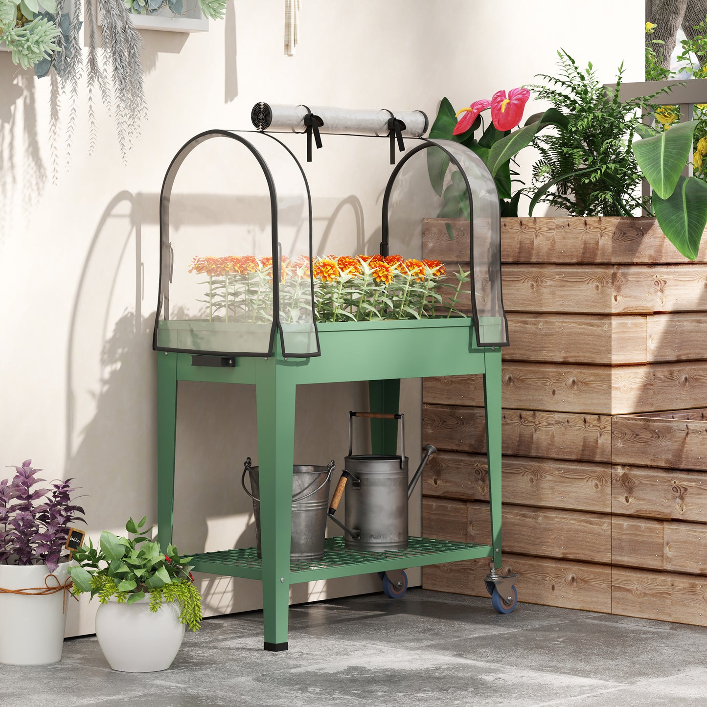 Raised Planter with Greenhouse Cover