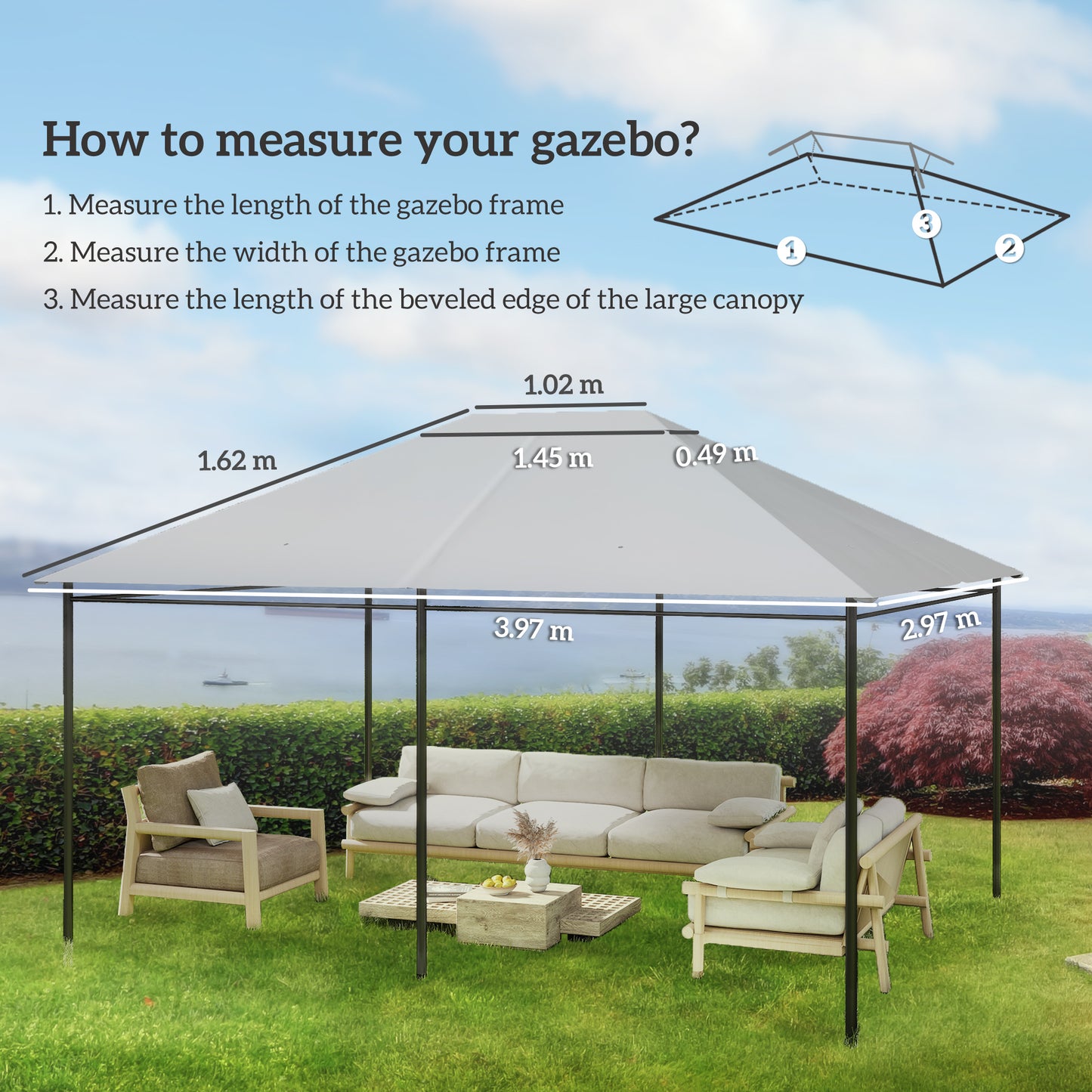 3 x 4m Gazebo Canopy Replacement Cover
