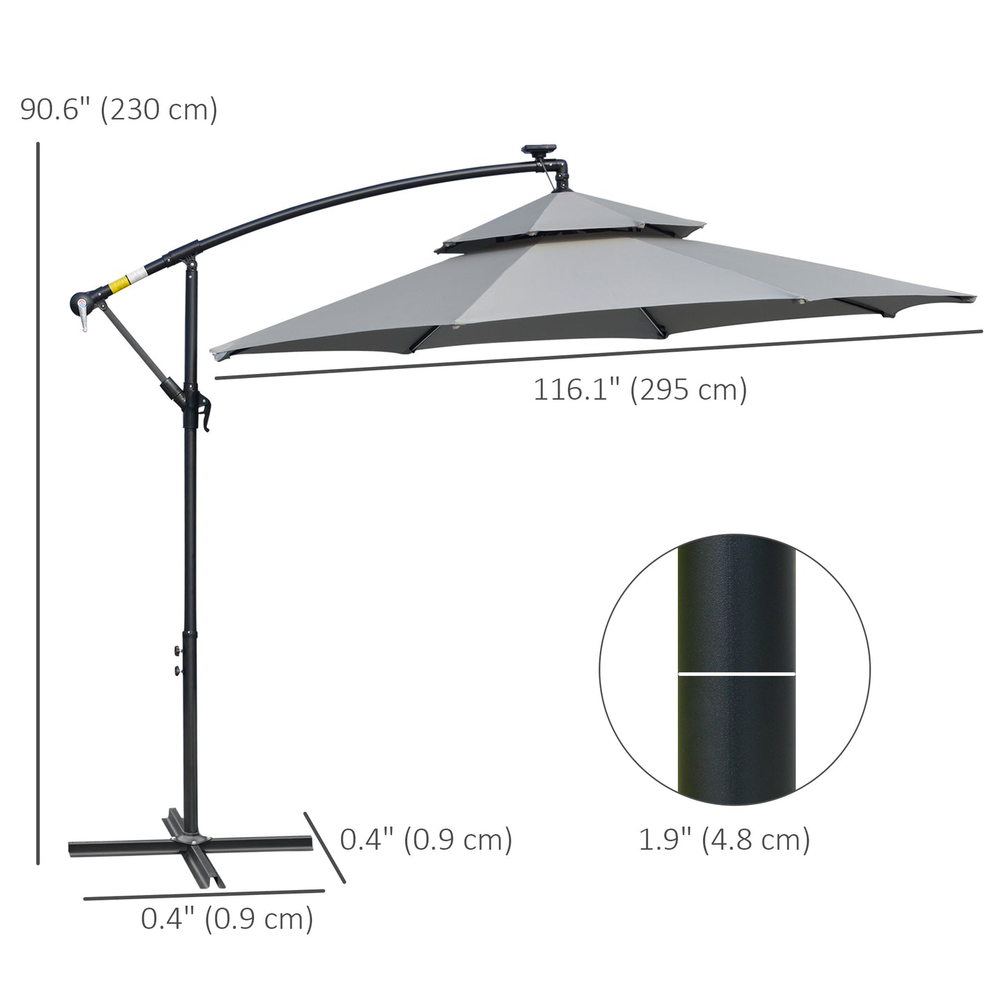 3(m) Cantilever Banana Parasol Hanging Umbrella with Double Roof