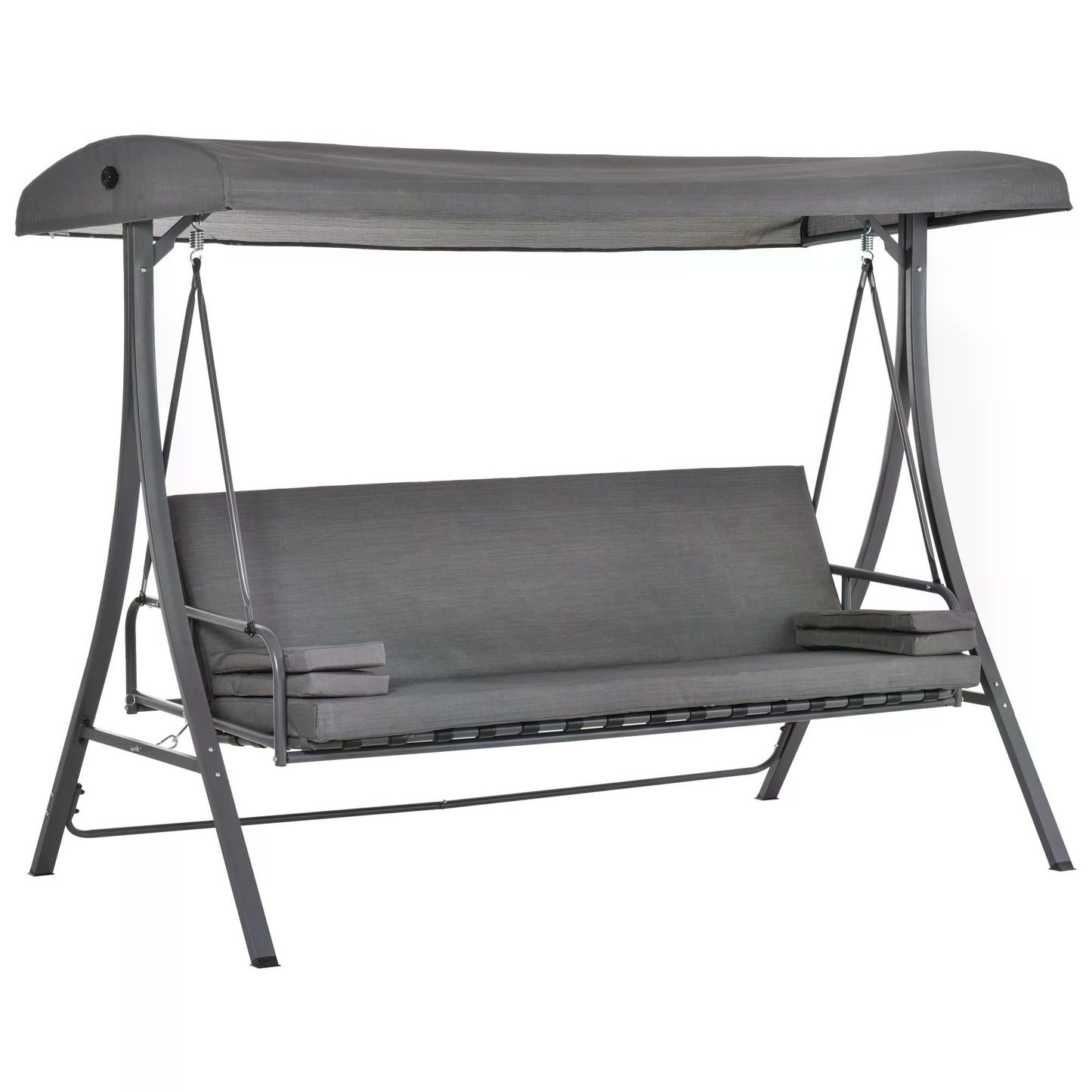 2-in-1 Patio 3 Seater Swing Chair Hammock w/ Cushion Adjustable