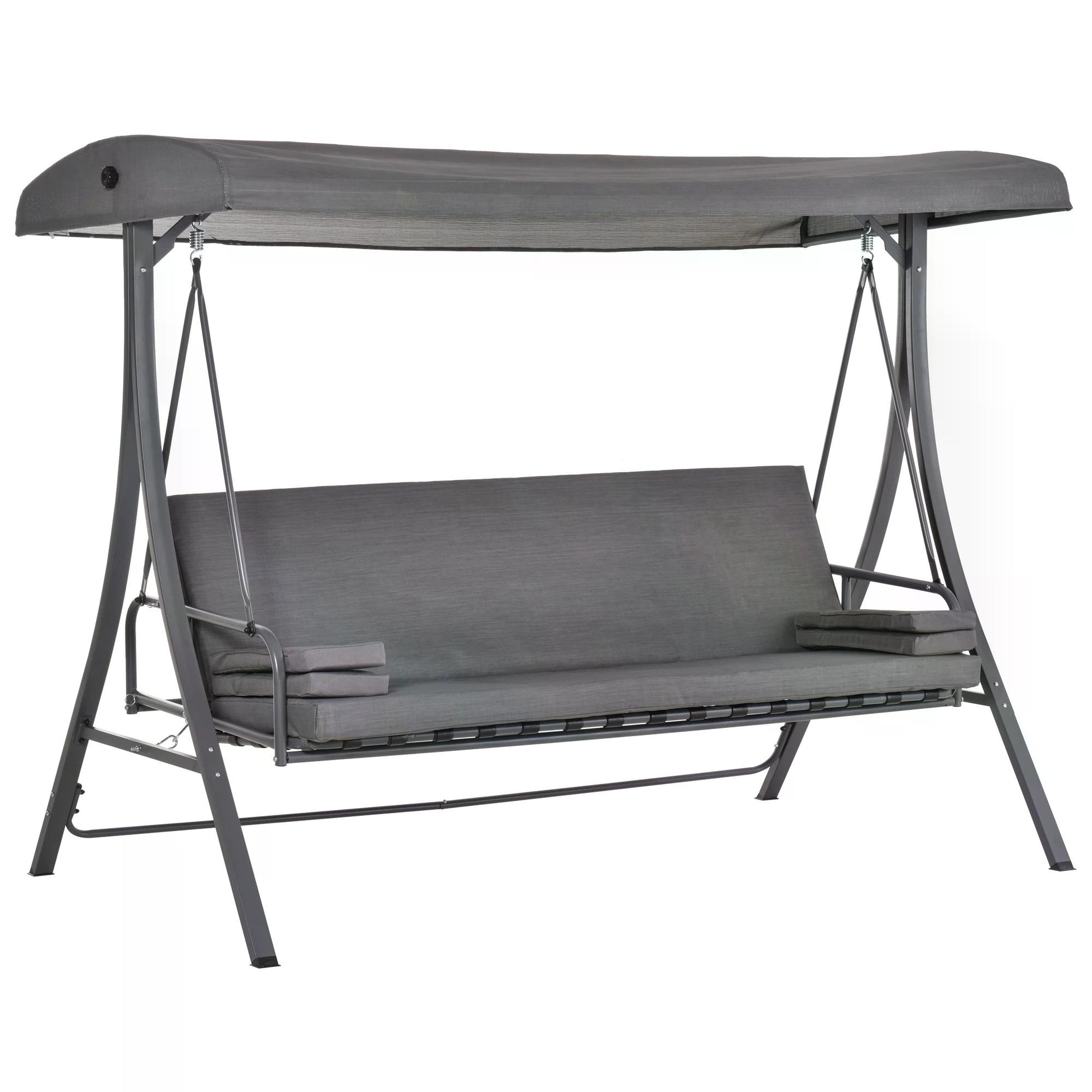2-in-1 Patio 3 Seater Swing Chair Hammock w/ Cushion Adjustable