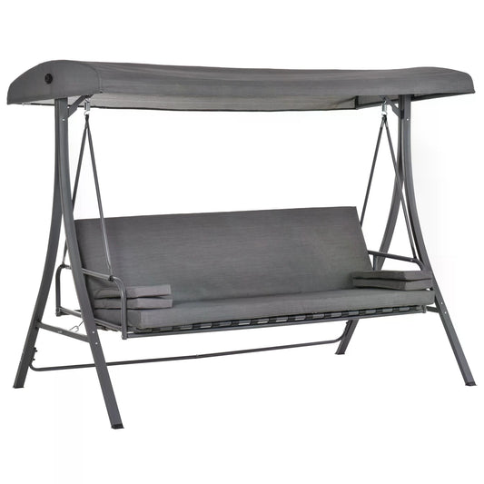 2-in-1 Patio 3 Seater Swing Chair Hammock w/ Cushion Adjustable