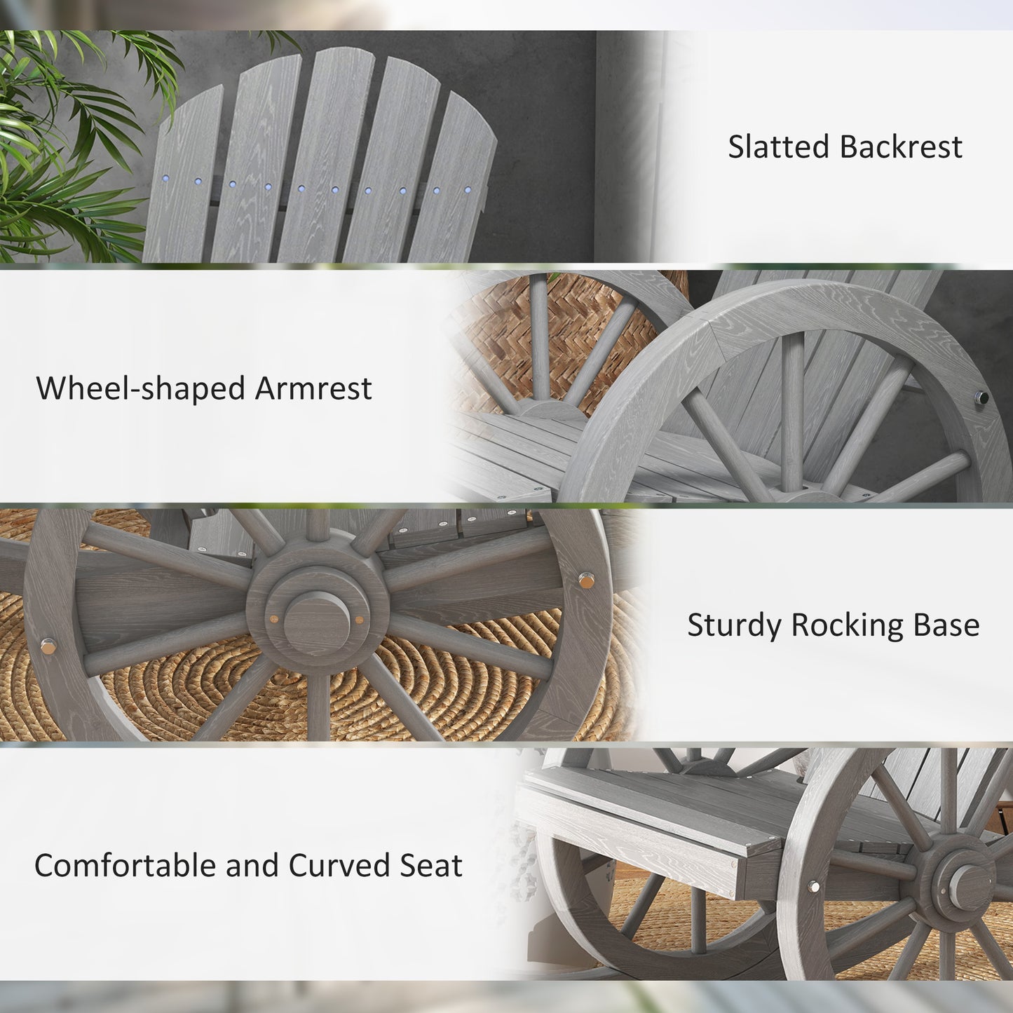 Wooden Adirondack Rocking Chair Reclining Armchair Outdoor Garden