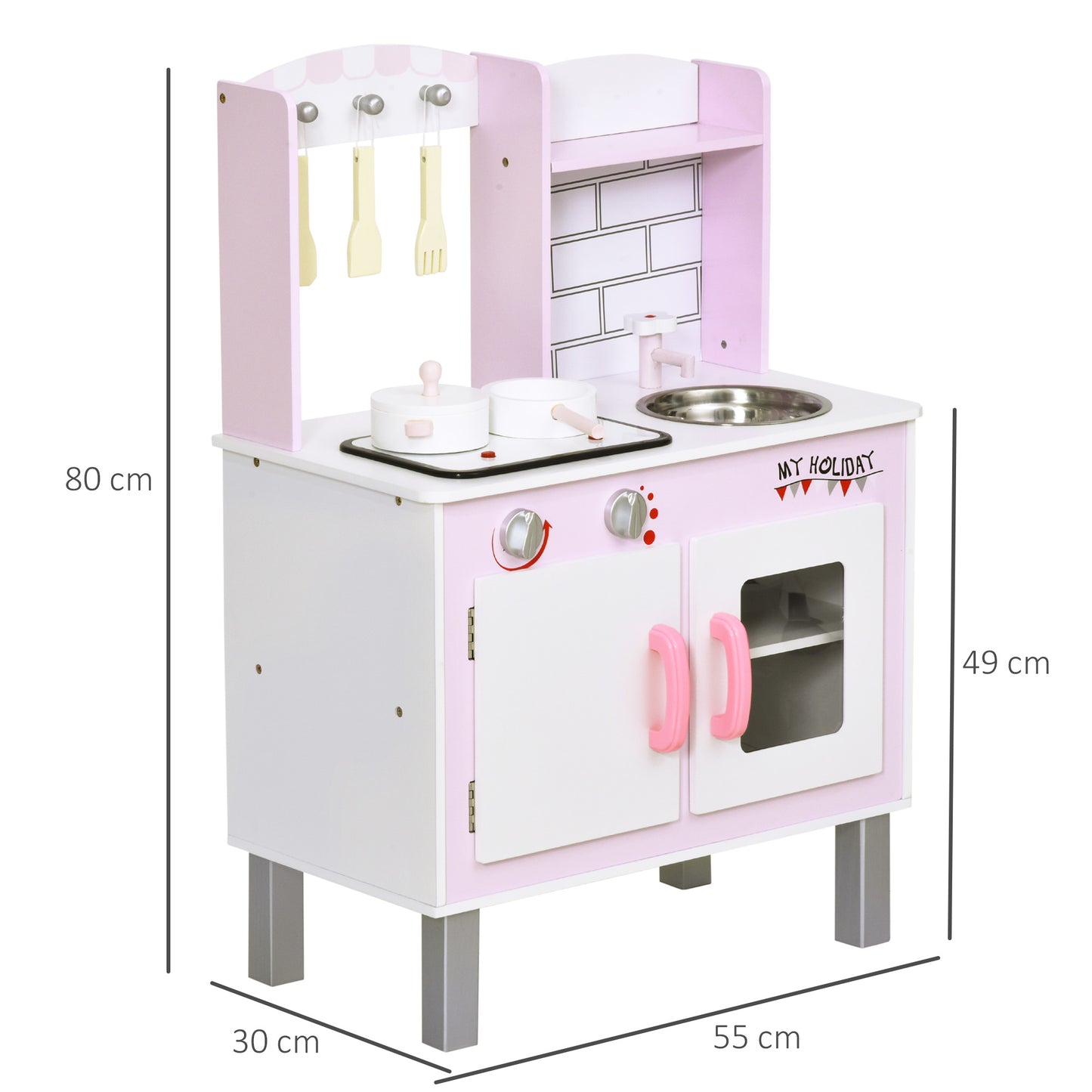 Kids Pretend Kitchen Playset w/ Cooking Toy Accessories
