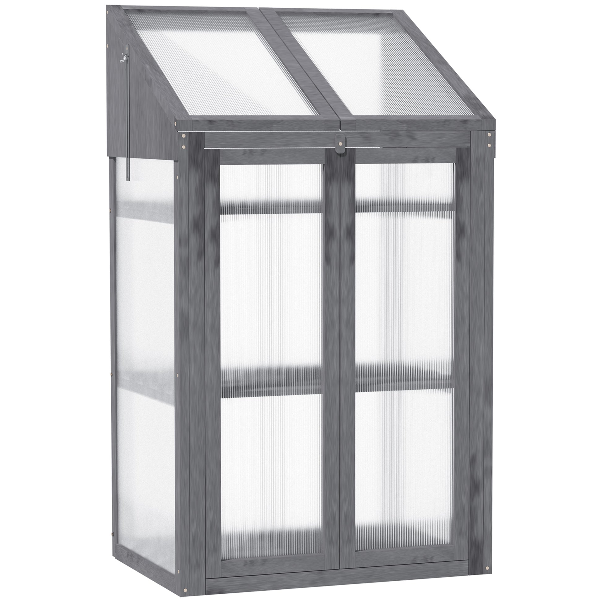Wooden Cold Frame Polycarbonate Greenhouse with Openable Top Cover