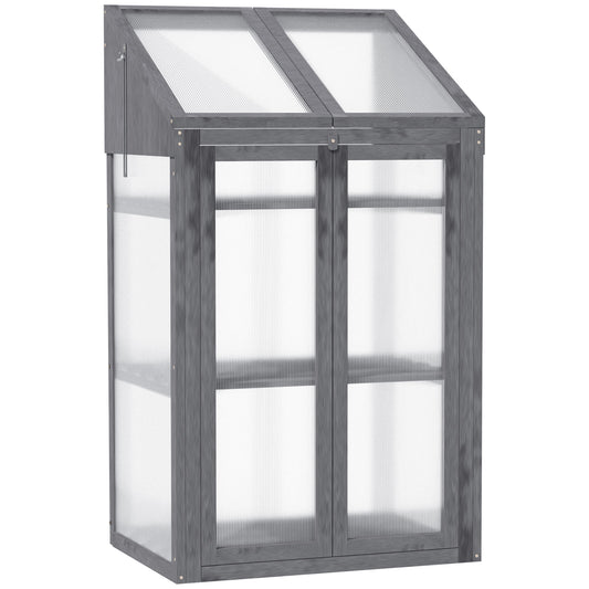 Wooden Cold Frame Polycarbonate Greenhouse with Openable Top Cover