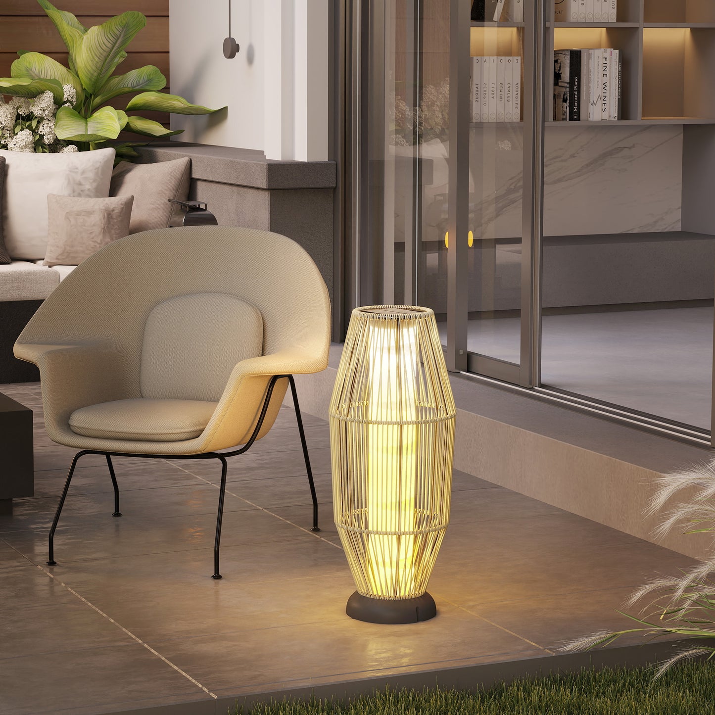 Garden Rattan Lamp, 72 cm Tall Solar Rattan Floor Lamp