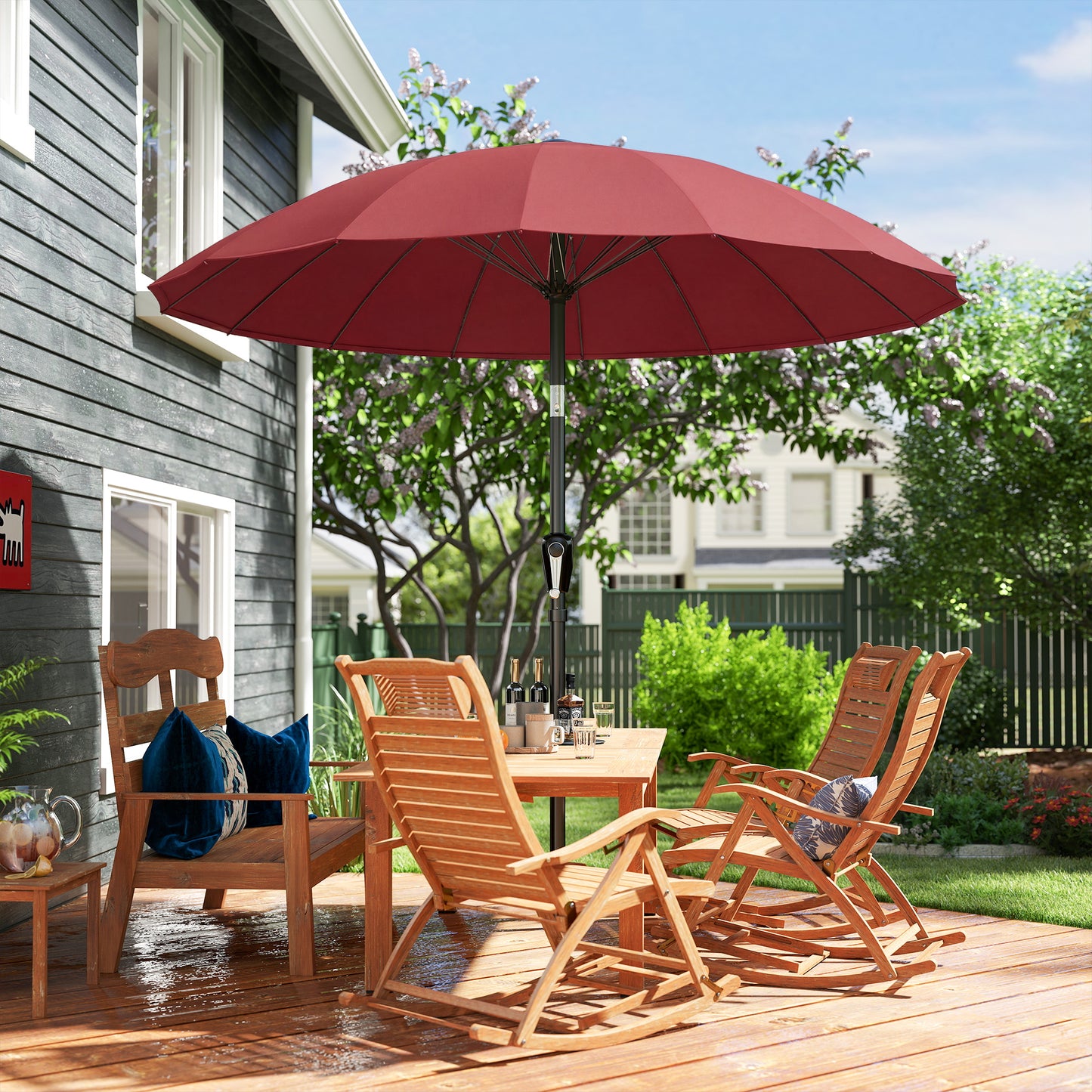 2 m Shanghai Garden Parasol Umbrella with 16 Fibreglass Ribs