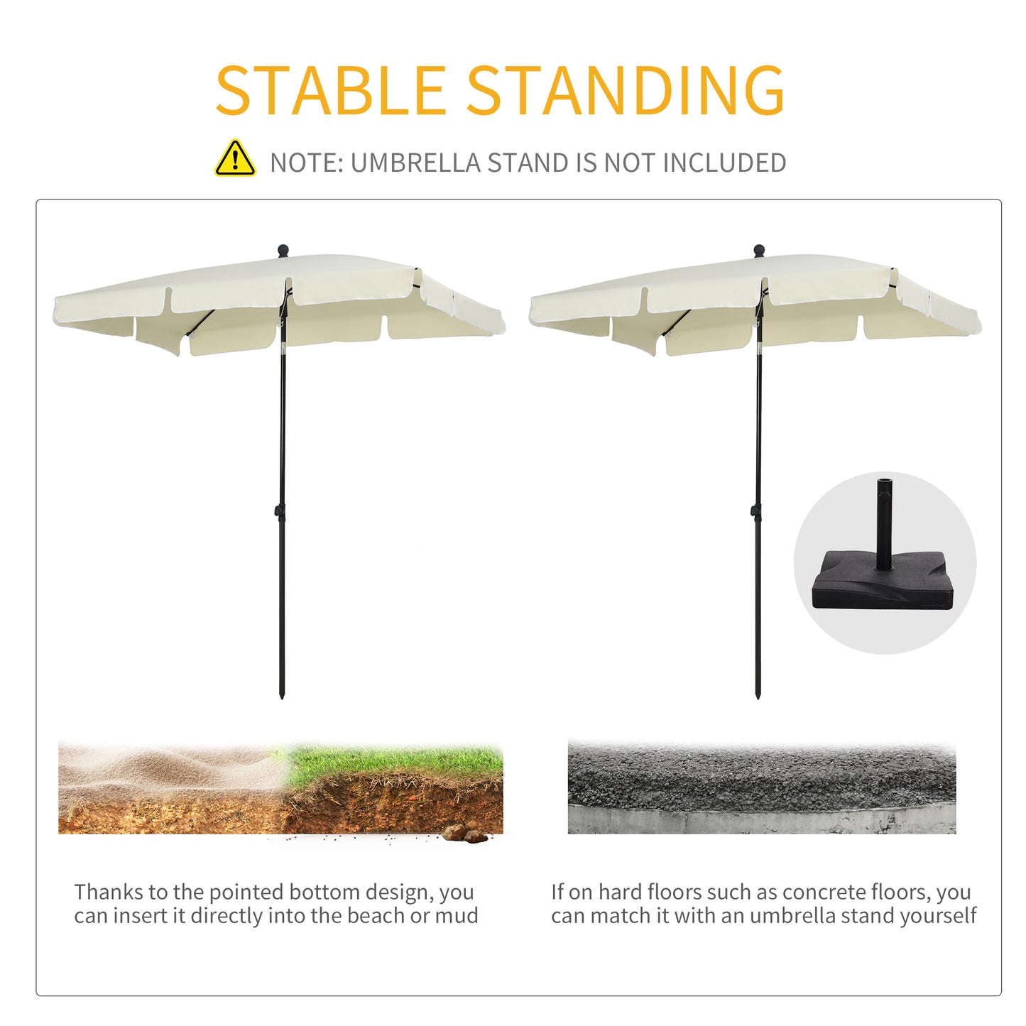 2 x 1.3m Garden Parasol Umbrella