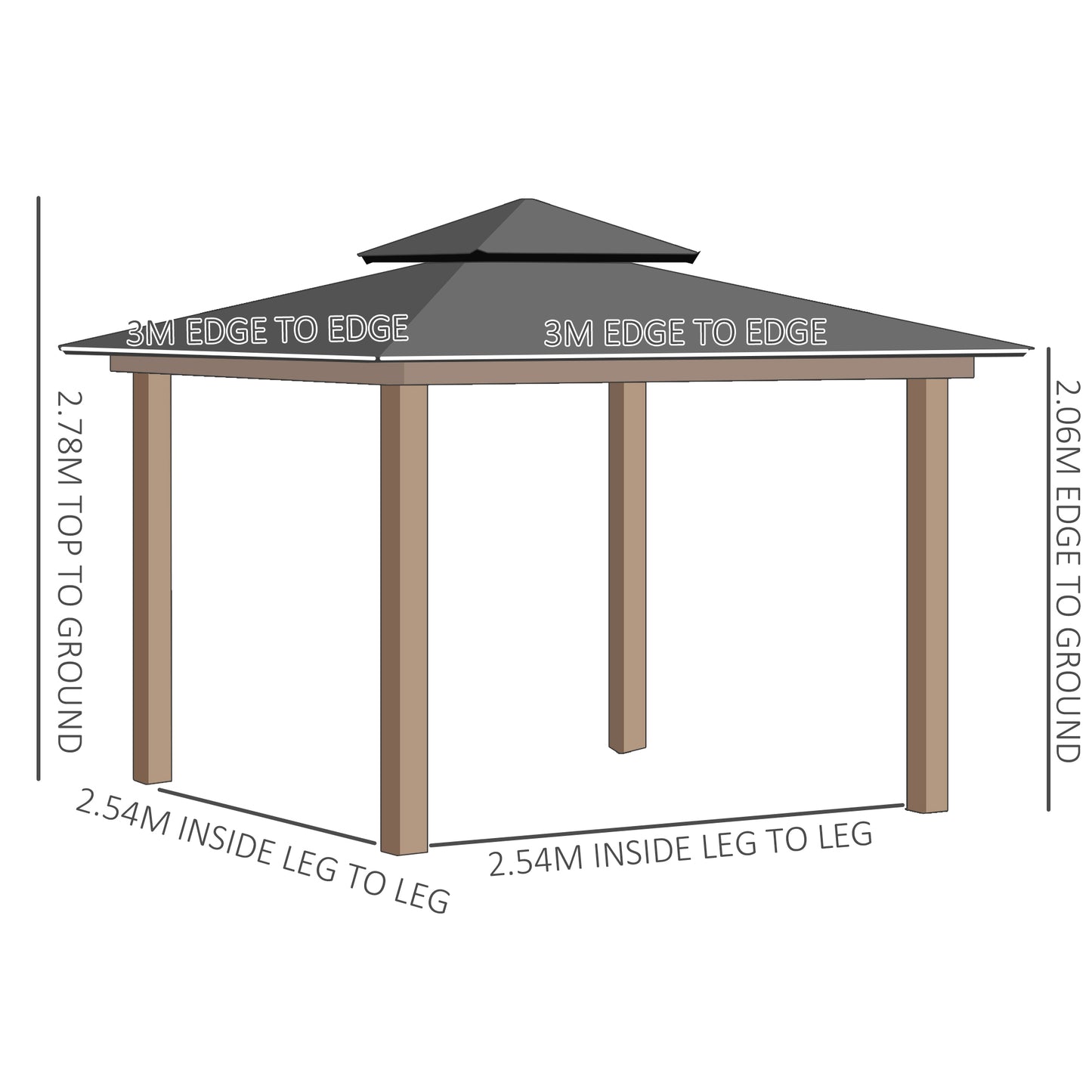 3 x 3 (m) Outdoor Polycarbonate Gazebo