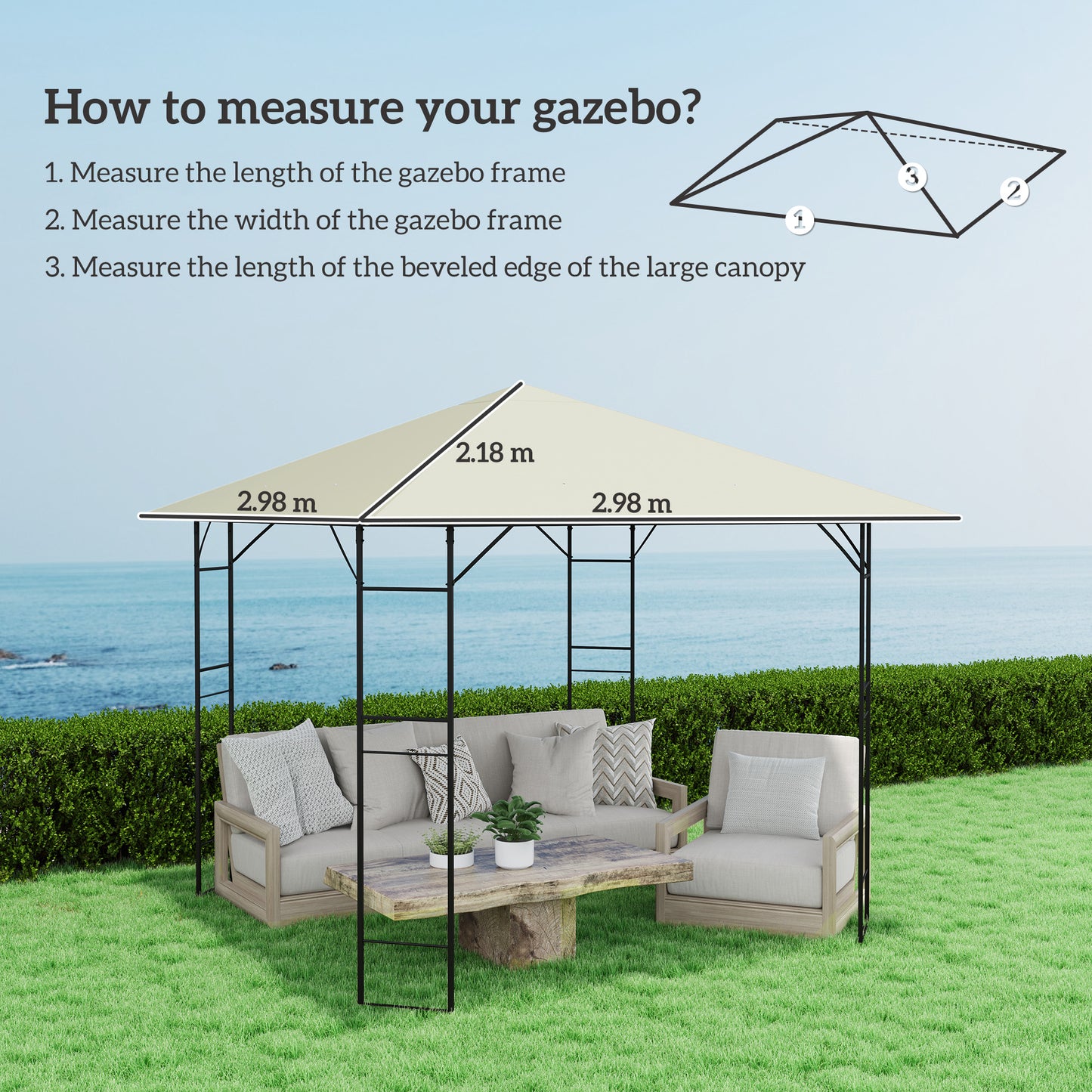 3 x 3(m) Gazebo Canopy Replacement, for 01-0867