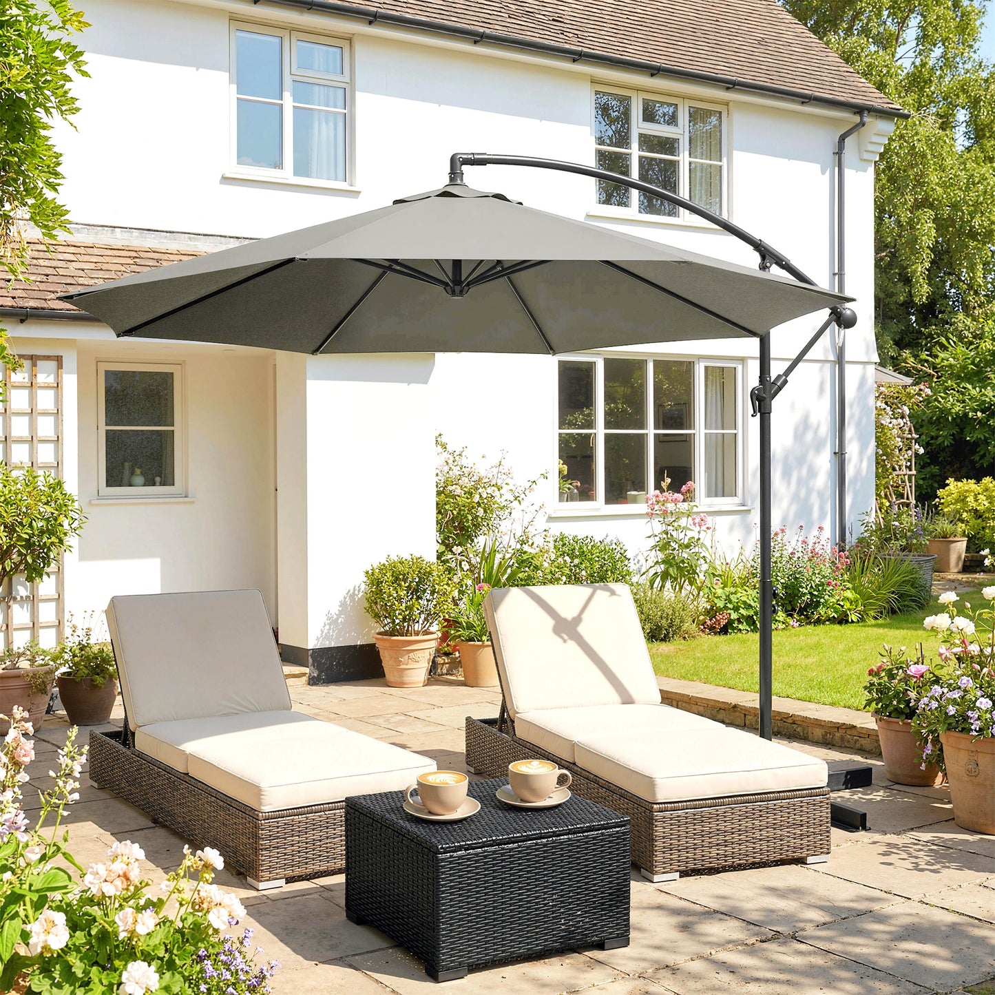 3m Overhanging Cantilever Parasol, with Cross Base (2)