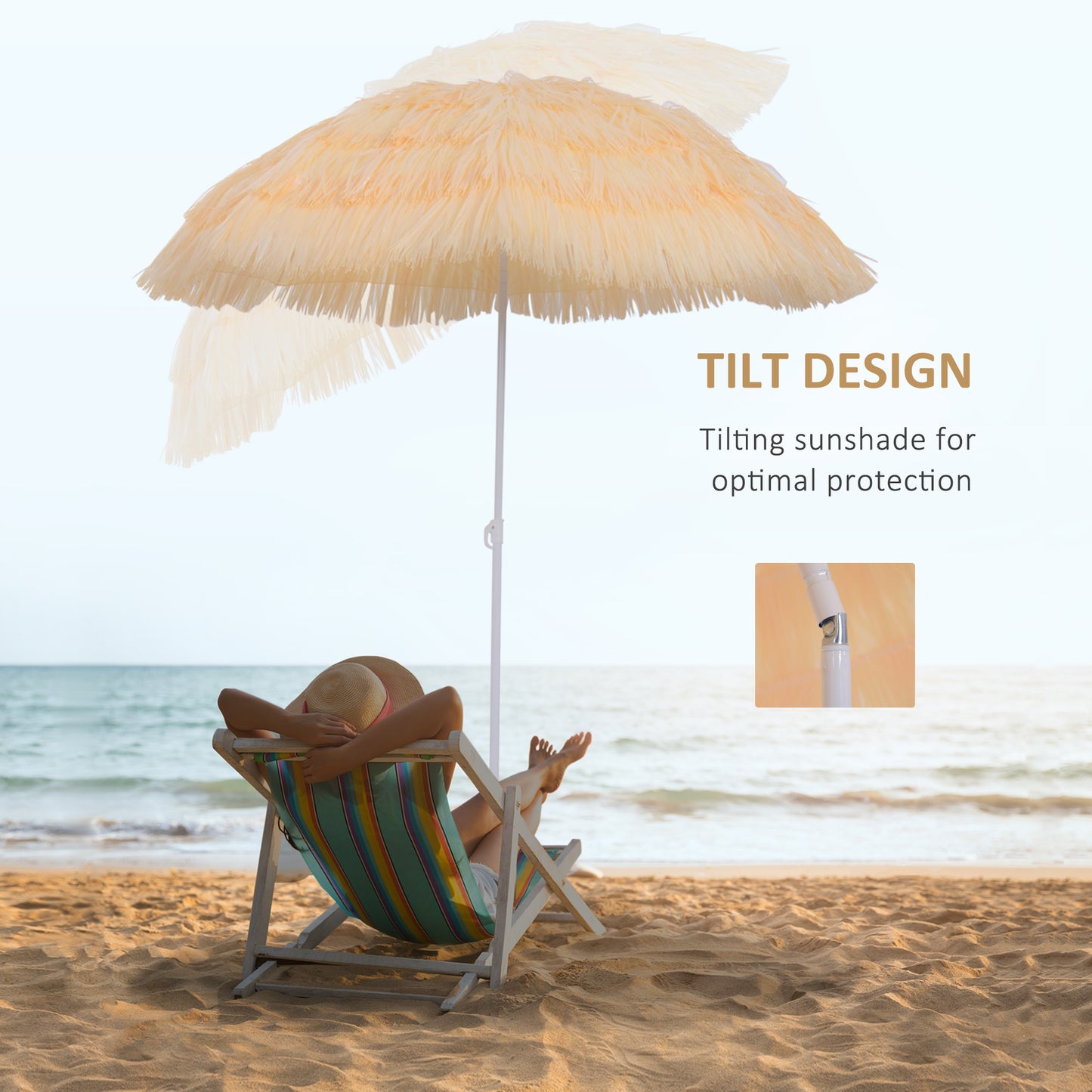 1.6m Patio Garden Hawaii Beach Sun Umbrella Sunshade Hawaiian