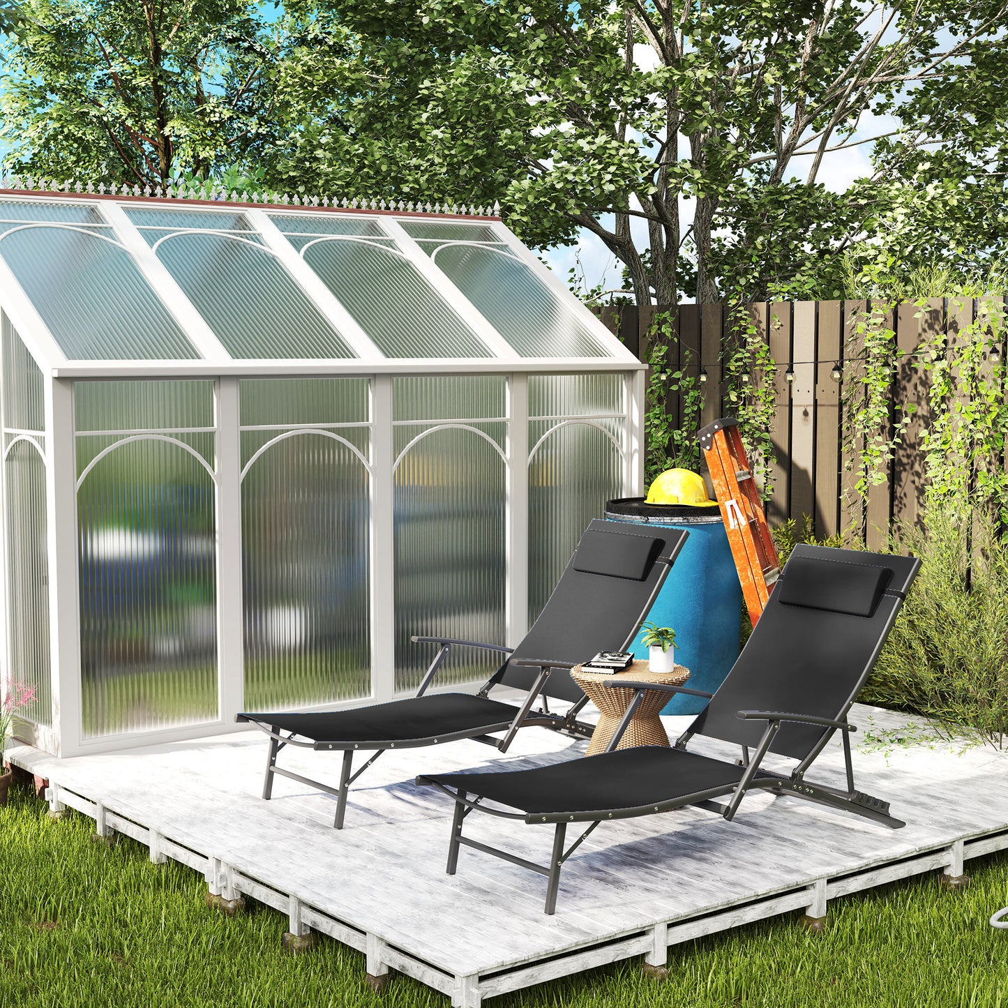 Set of Two Adjustable Back Sun Loungers