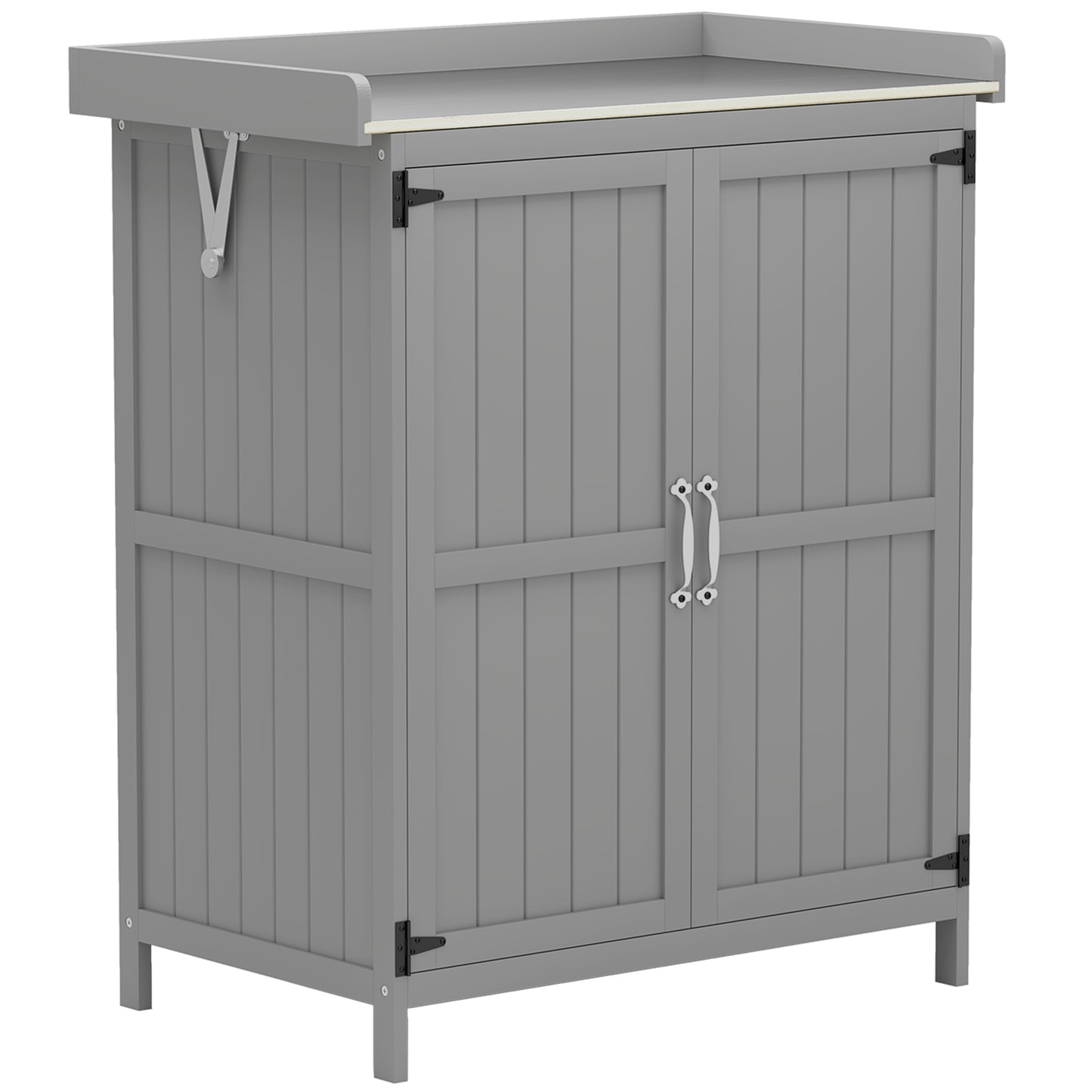 Wooden Garden Shed, Garden Tool Storage Shed with Hinged Roof