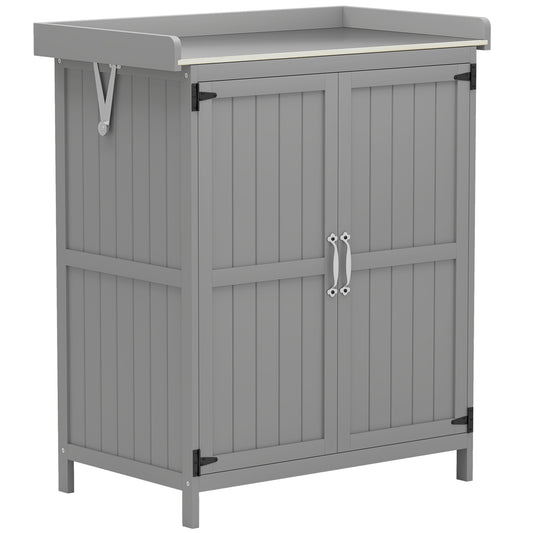 Wooden Garden Shed, Garden Tool Storage Shed with Hinged Roof