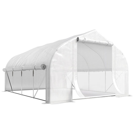 4 x 3(m) Walk-in Polytunnel Greenhouse, Zipped Roll Up Sidewalls