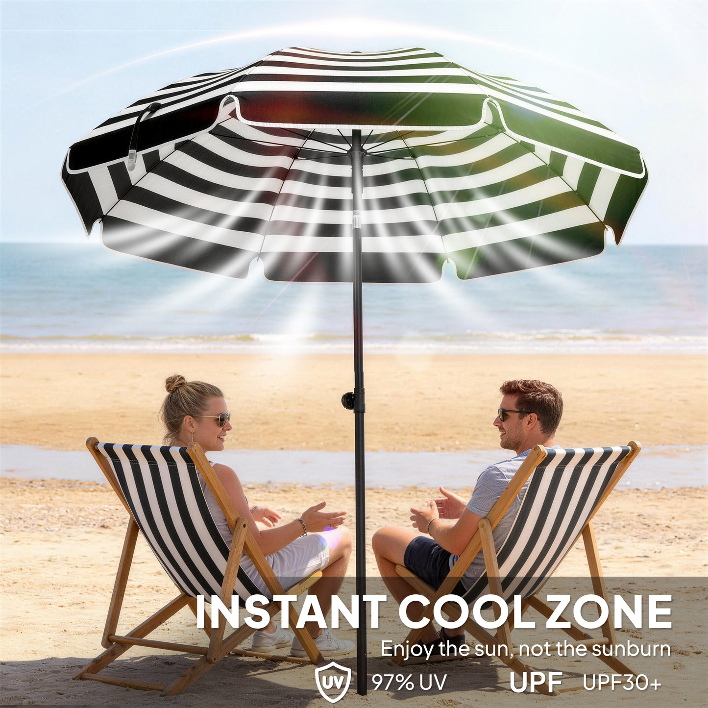 1.8 m Beach Umbrella Parasol with Sand Anchor (2)