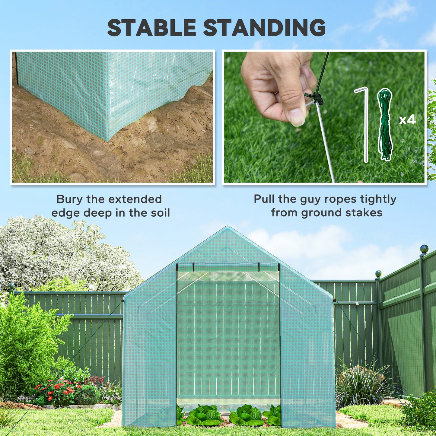 Polyethylene Walk-in Polytunnel Greenhouse, 2 x 3(m)