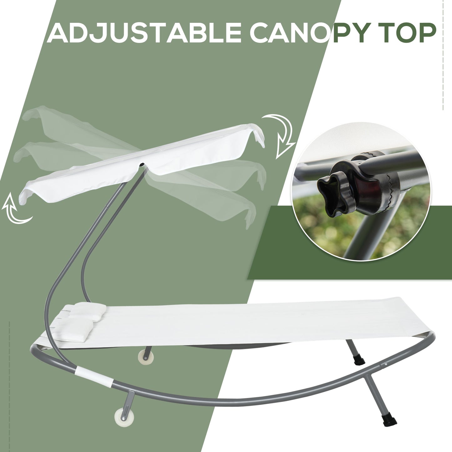 Double Sun Lounger with Adjustable Detachable Canopy