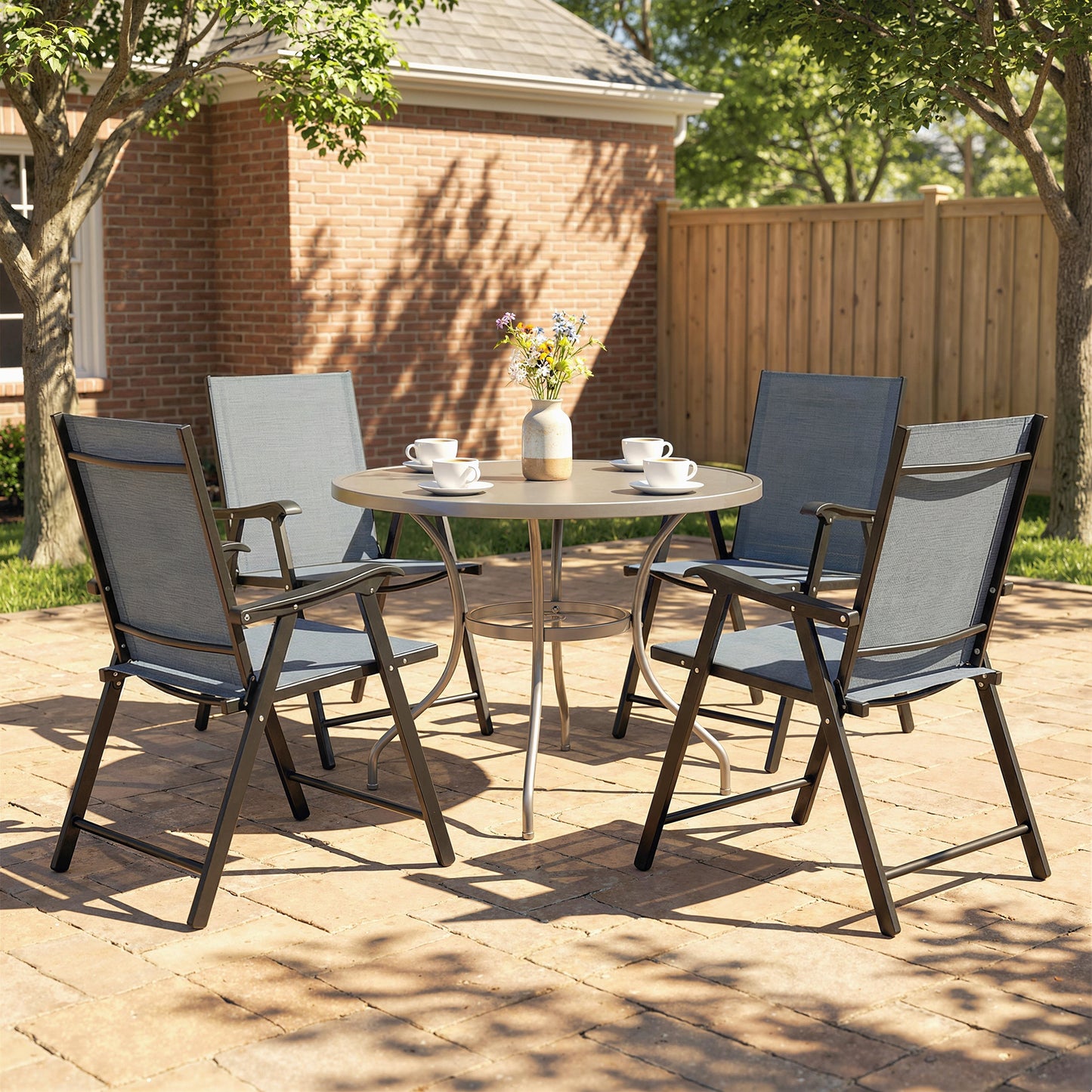 Folding Garden Chairs , Foldable Garden Dining Chairs with High Back